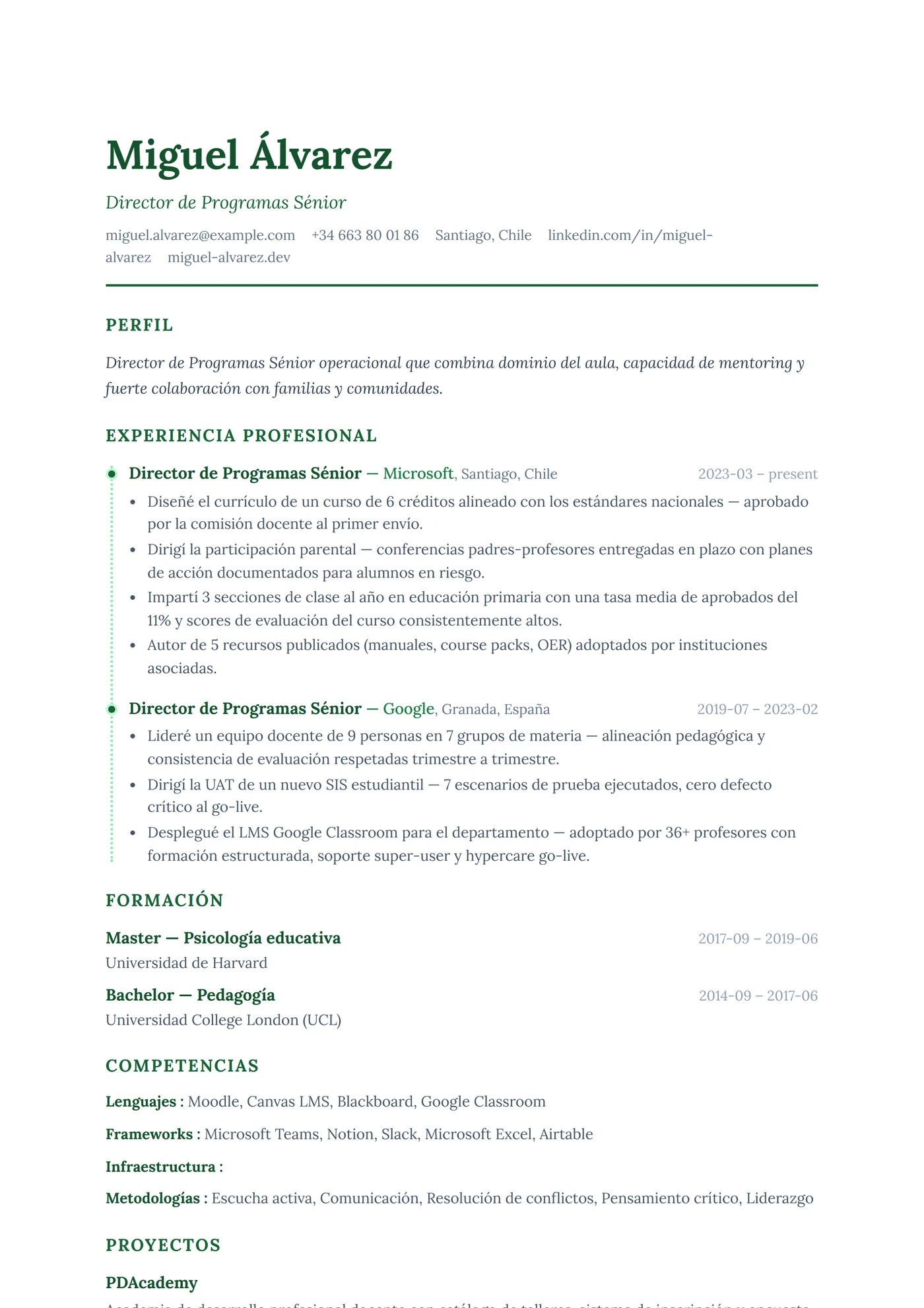 ATS Línea Punteada — Plantillas de CV
