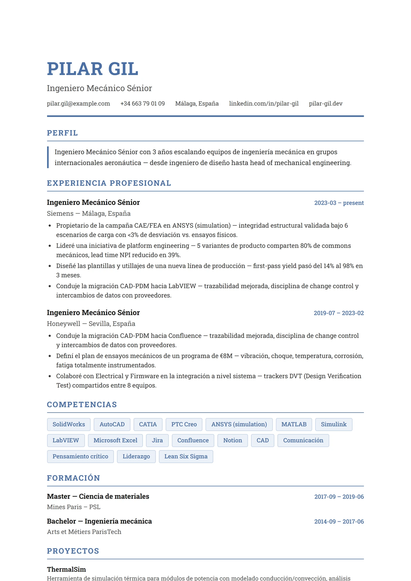 ATS Ingeniero — Plantillas de CV