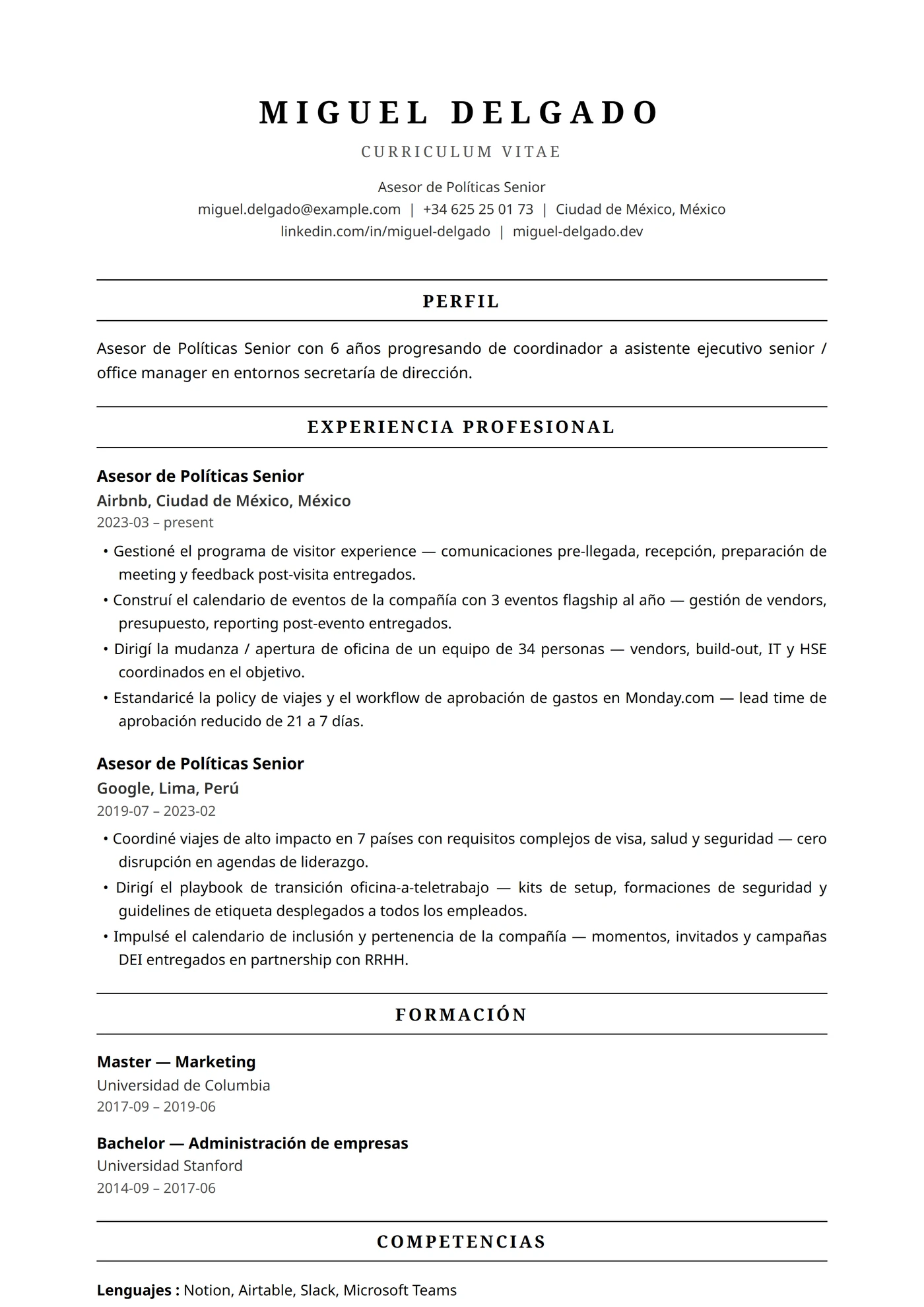 ATS Federal — Plantillas de CV