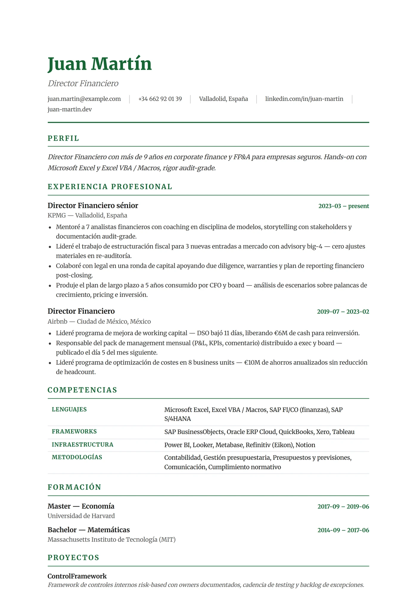 ATS Finance Pro — Plantillas de CV