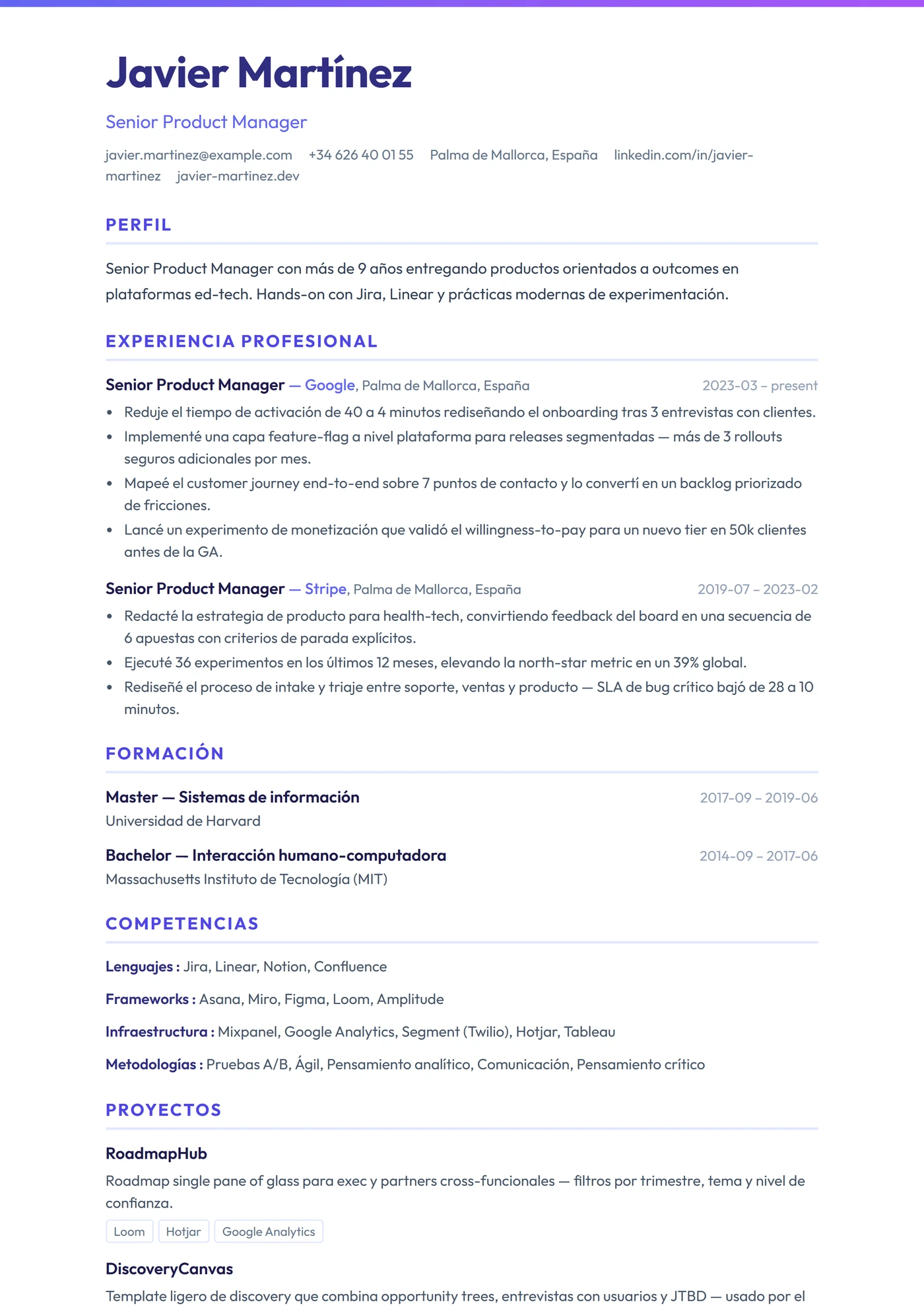 ATS Barra Degradada — Plantillas de CV