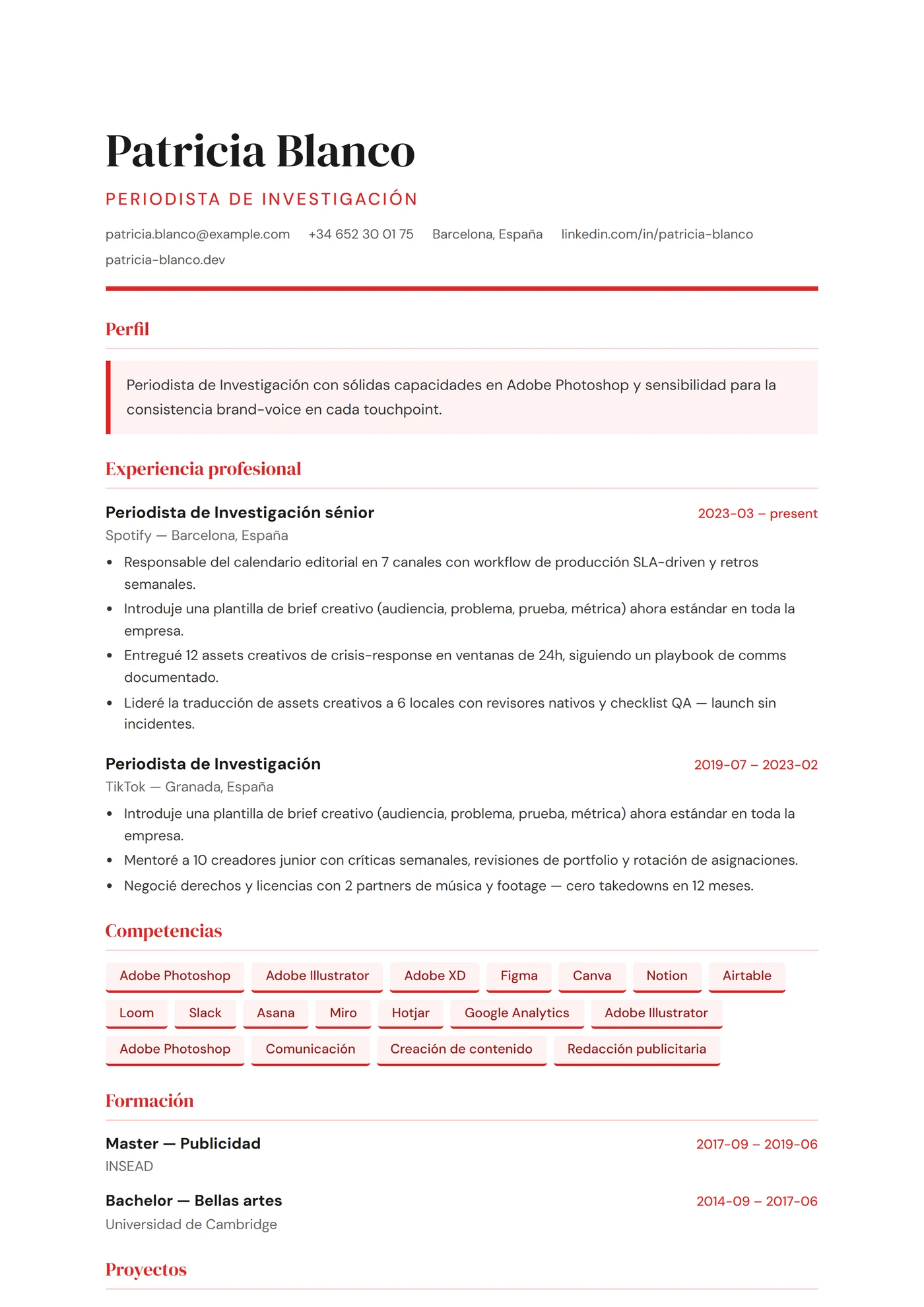 ATS Periodista — Plantillas de CV