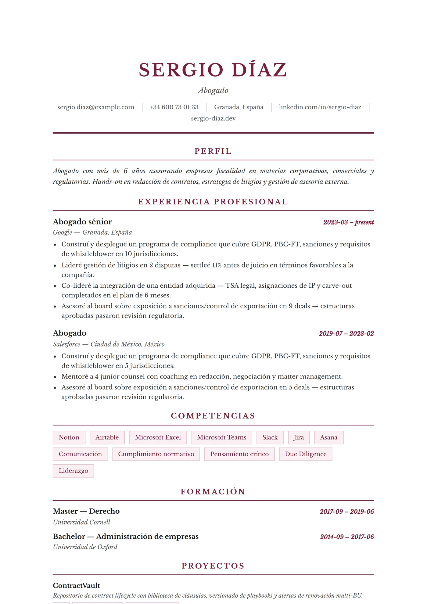 ATS Legal — Plantillas de CV