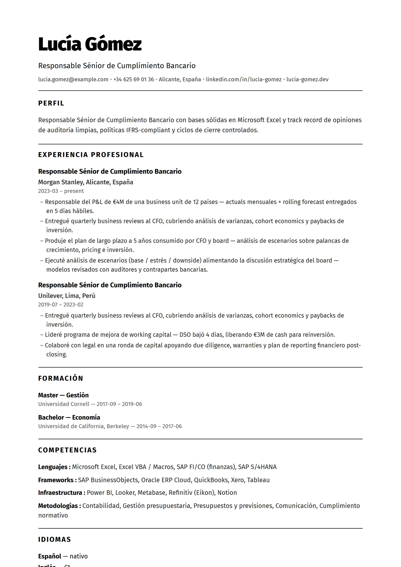 ATS Monocromo — Plantillas de CV