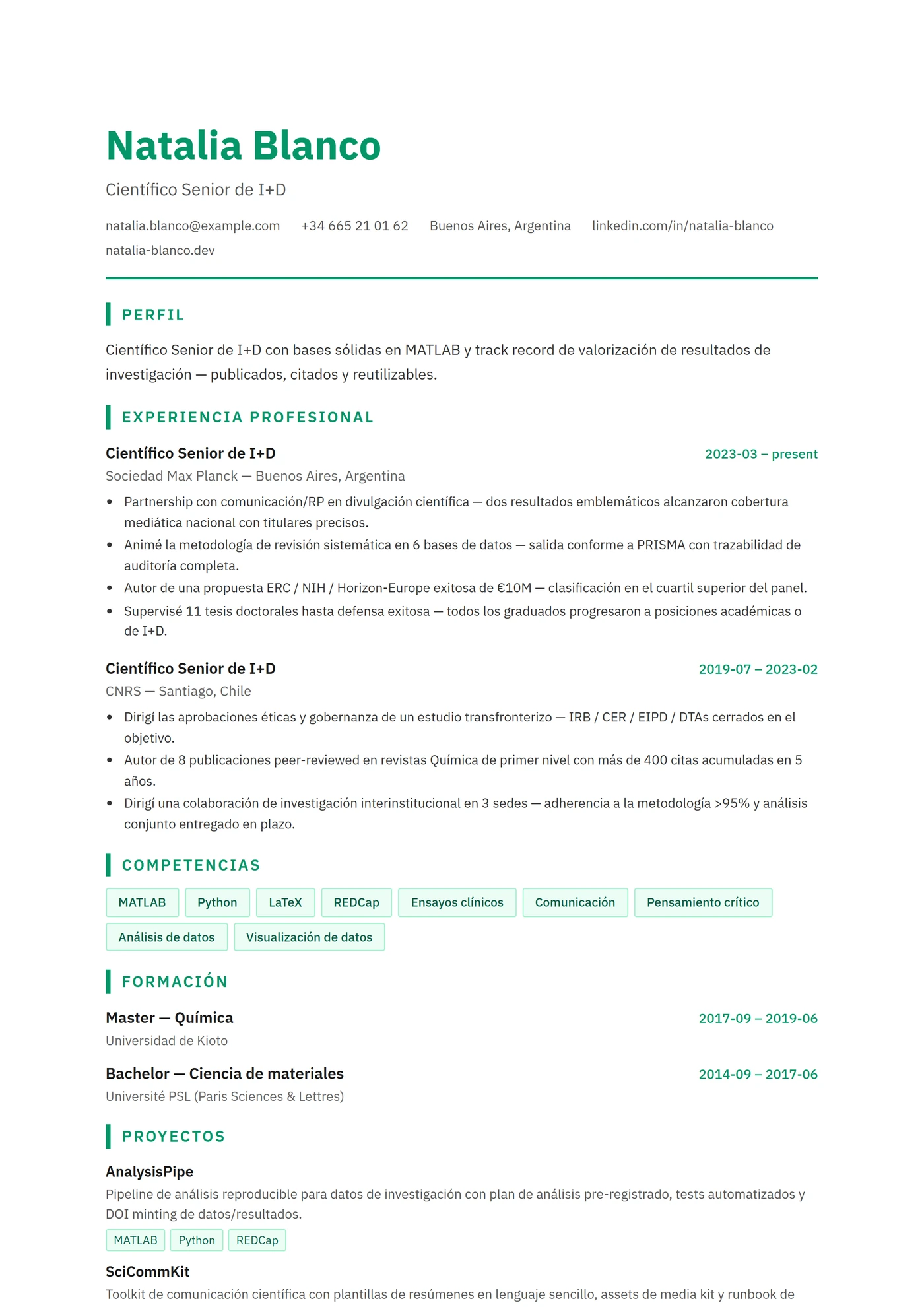ATS Científico — Plantillas de CV