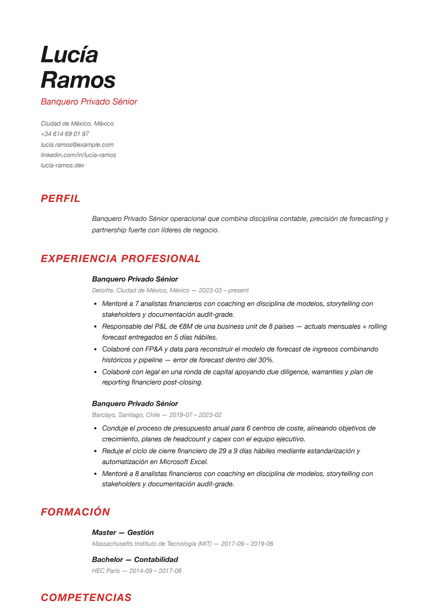 ATS Suizo — Plantillas de CV