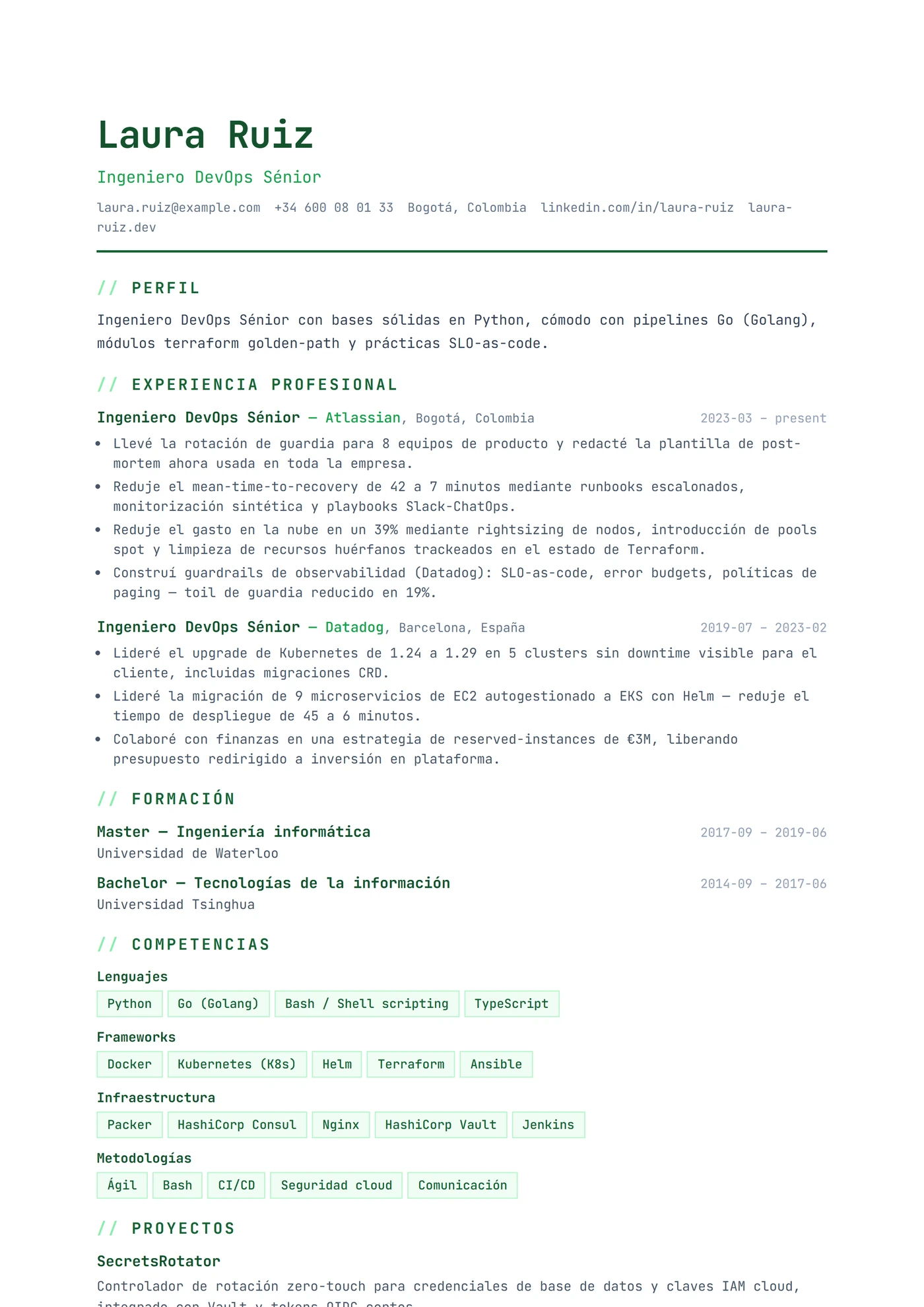 ATS Tech Stack — Plantillas de CV