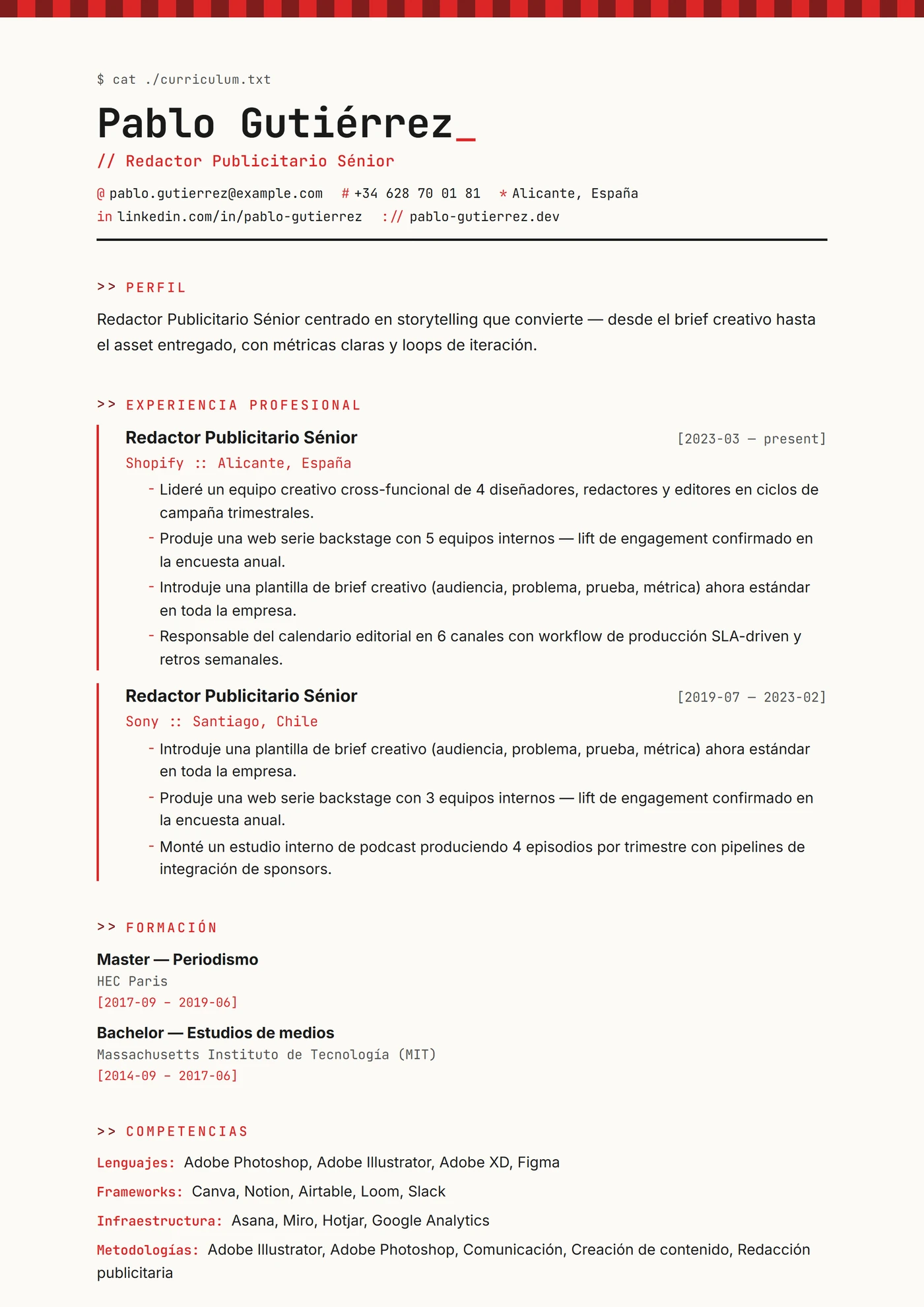 ATS Máquina de Escribir — Plantillas de CV