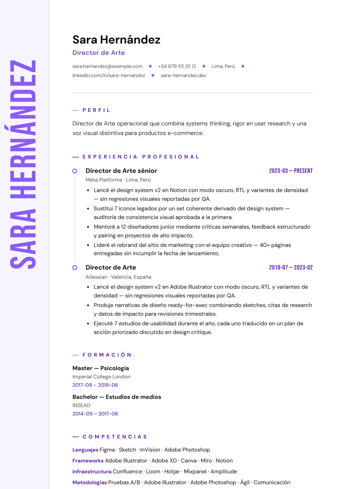ATS Nombre Vertical — Plantillas de CV