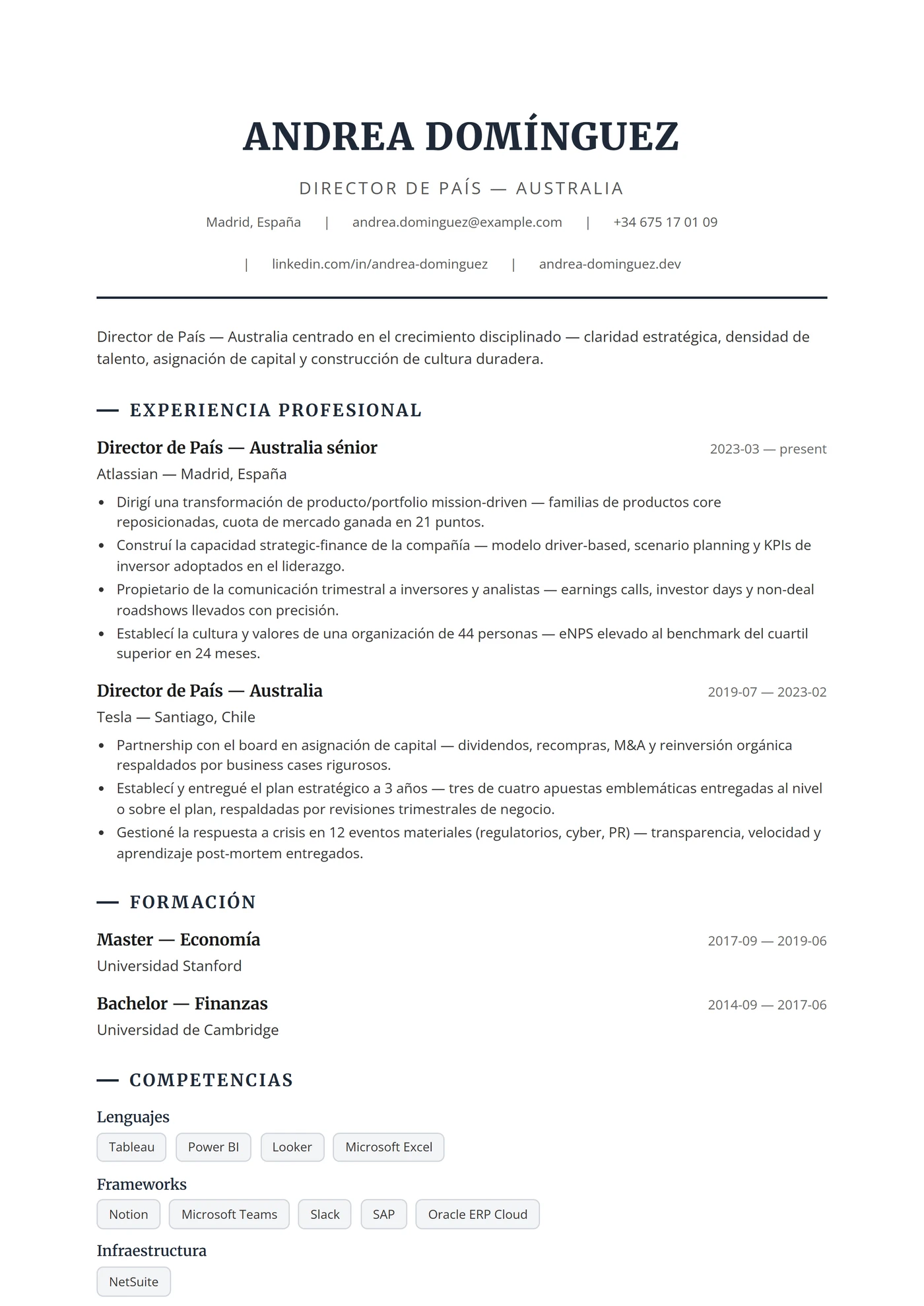 Australia Ejecutivo — Plantillas de CV