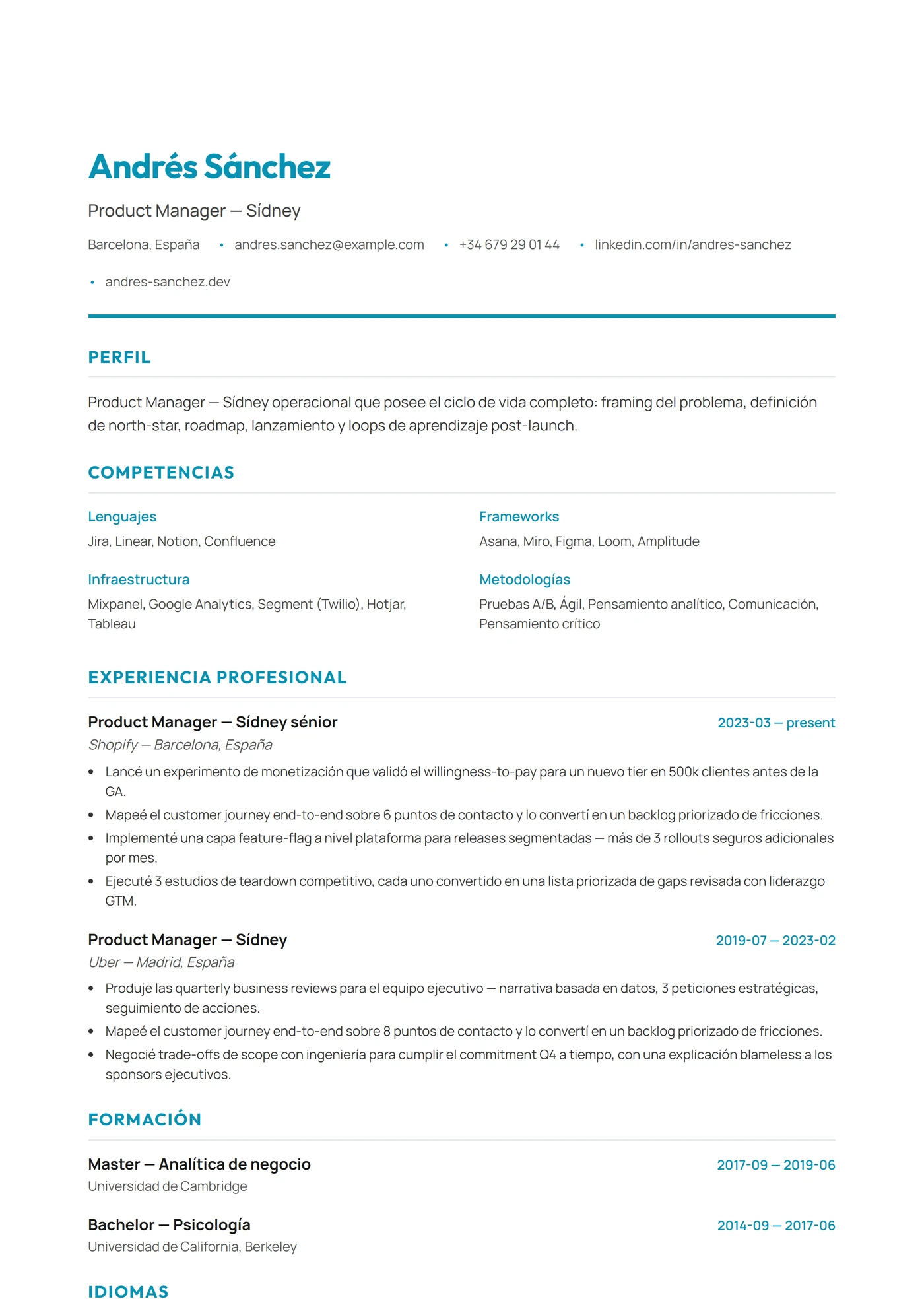 Australia Moderno — Plantillas de CV