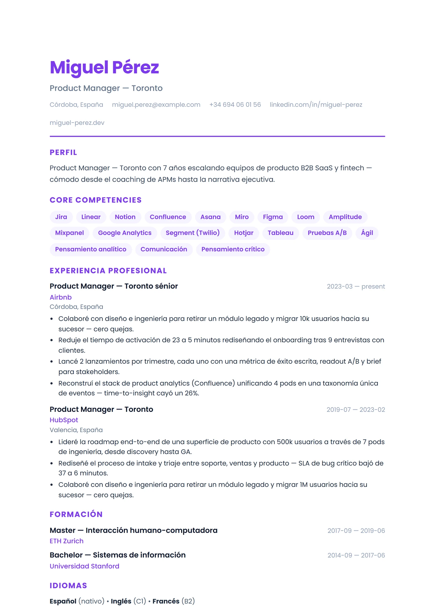 Canadá Inglés Moderno — Plantillas de CV