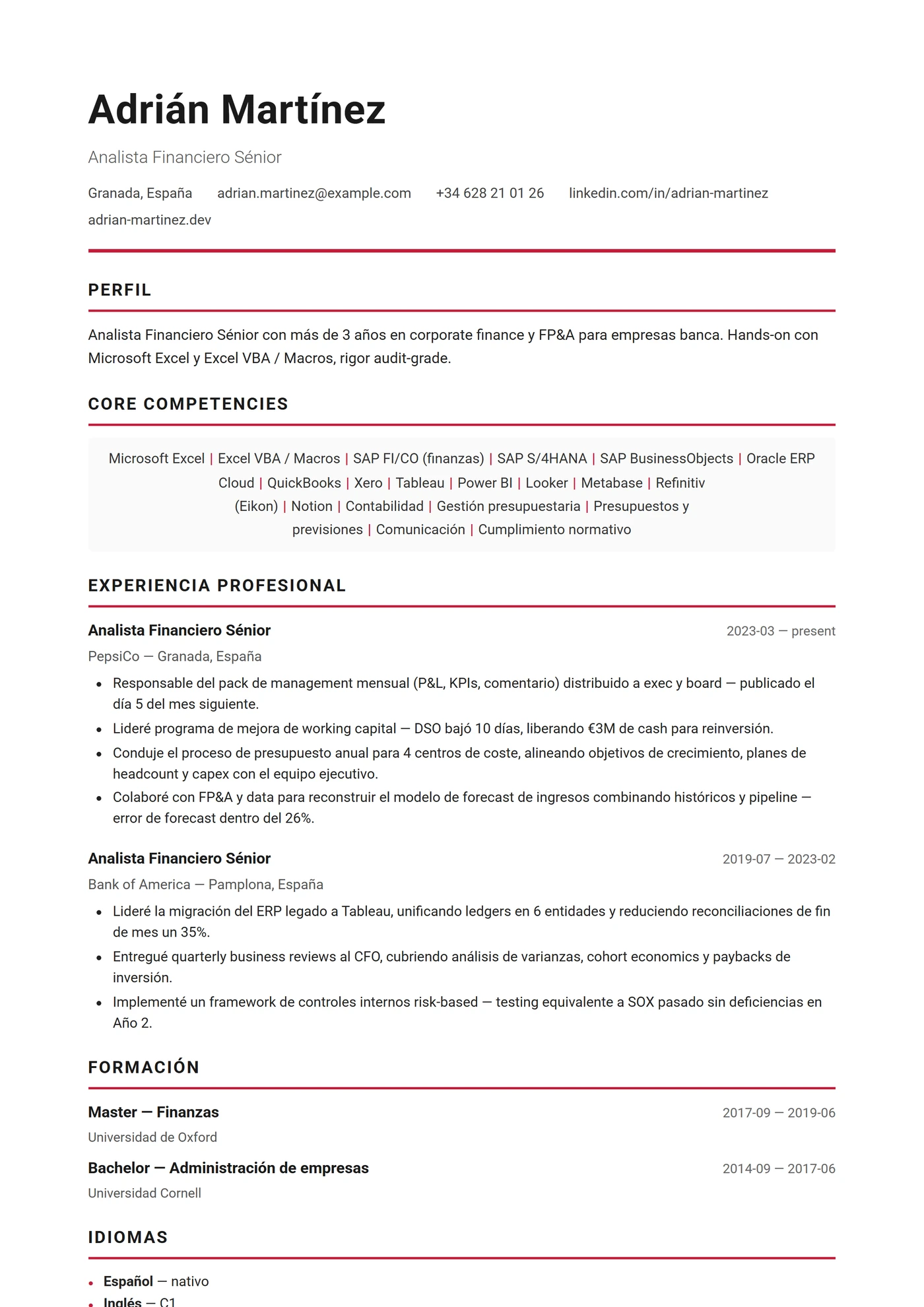 Canadá Inglés — Plantillas de CV