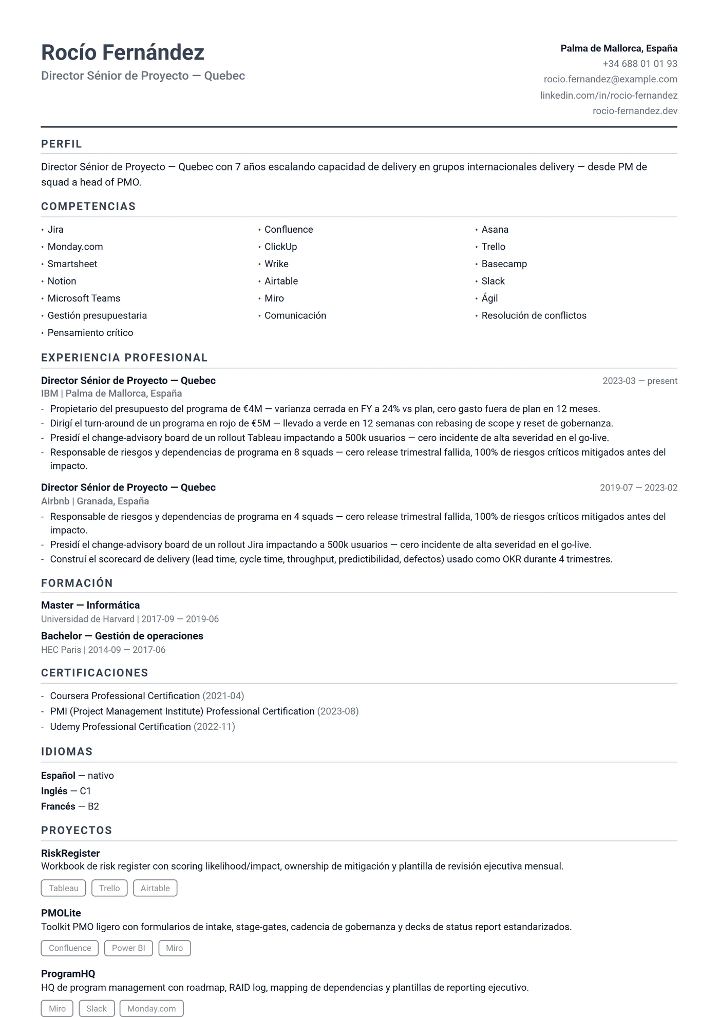Canadá Francés Compacto — Plantillas de CV