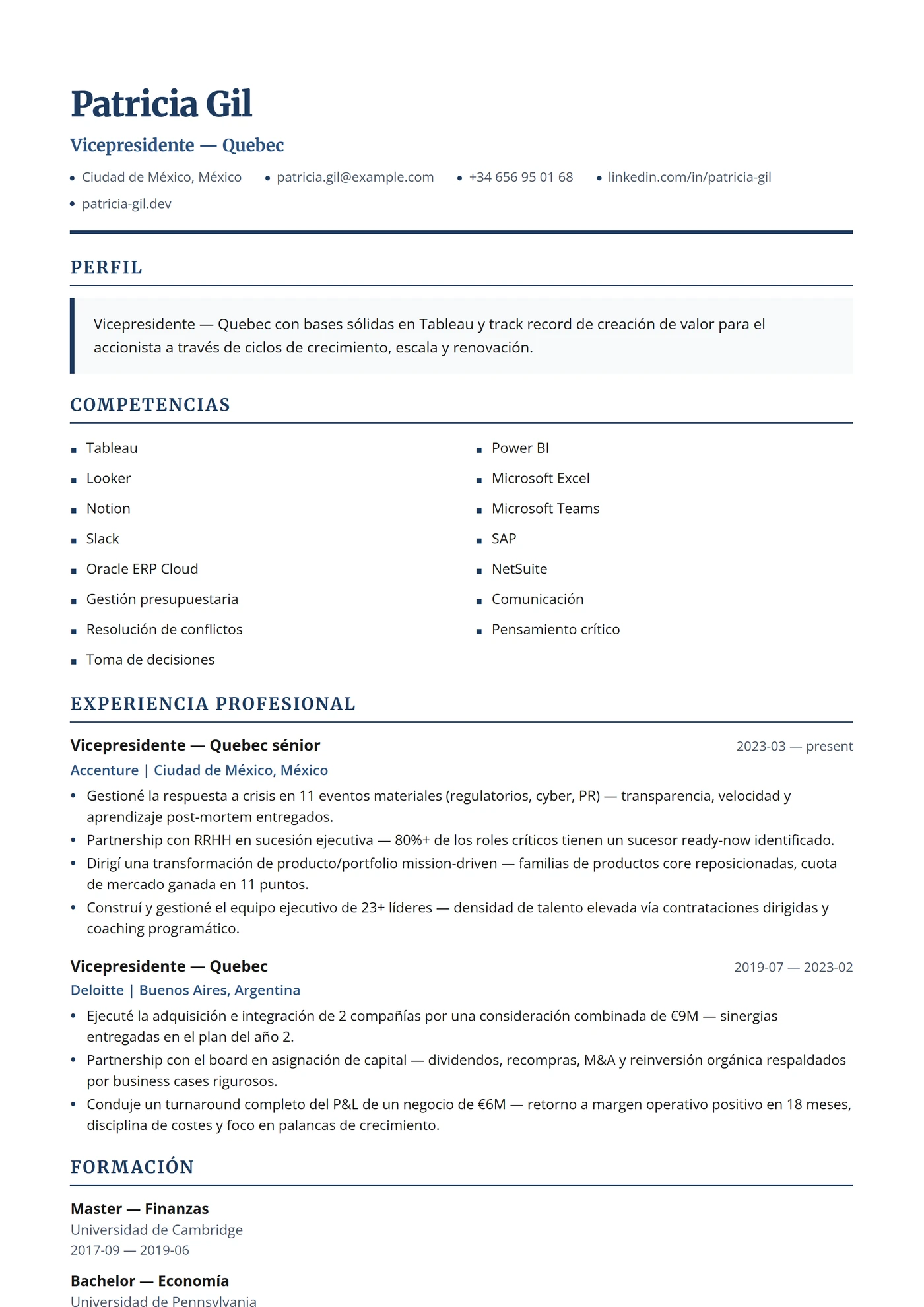 Canadá Francés Ejecutivo — Plantillas de CV