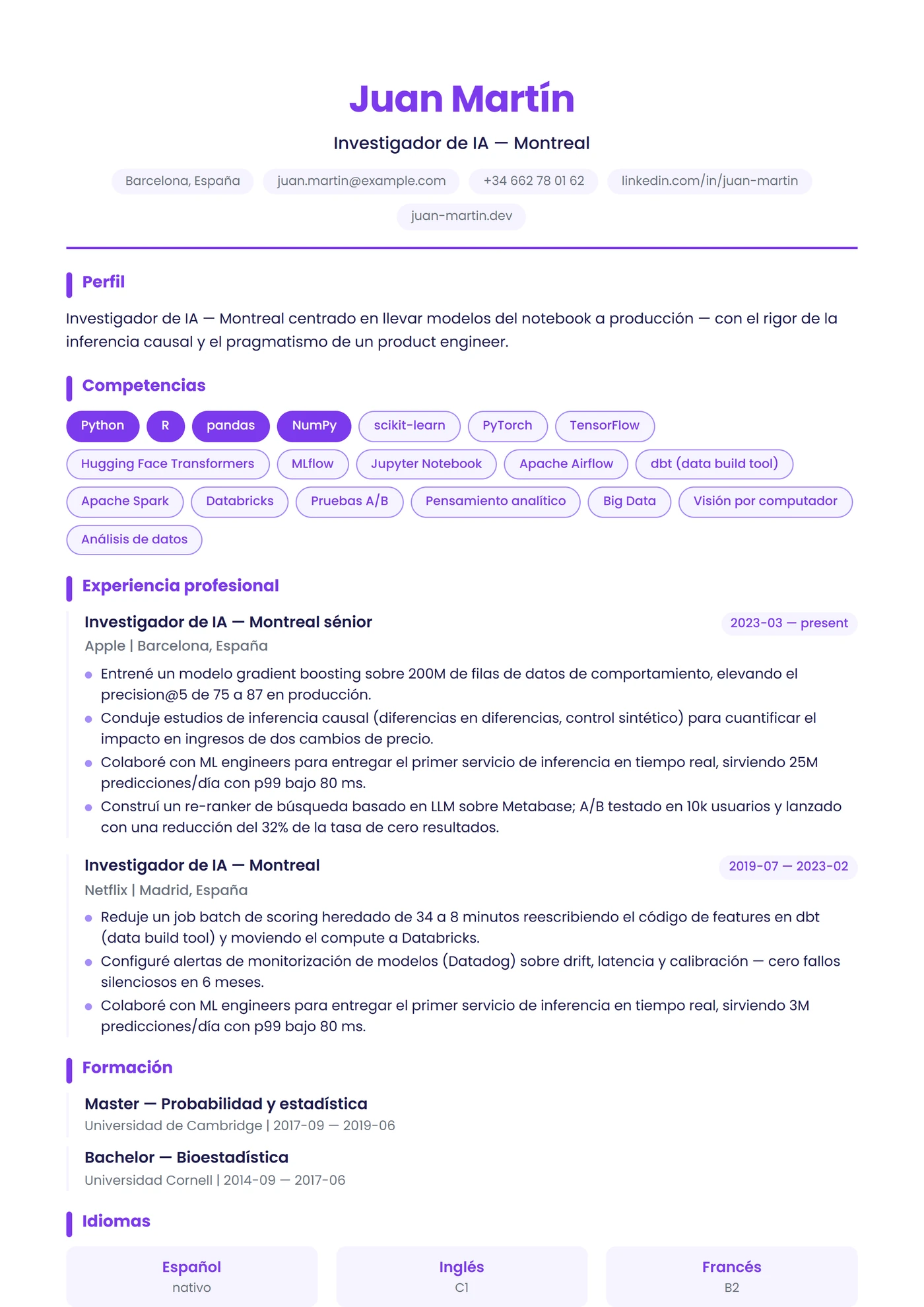 Canadá Francés Moderno — Plantillas de CV