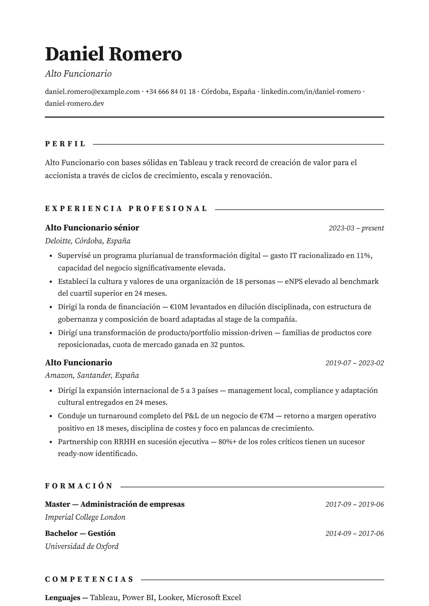 Clásico Formal — Plantillas de CV