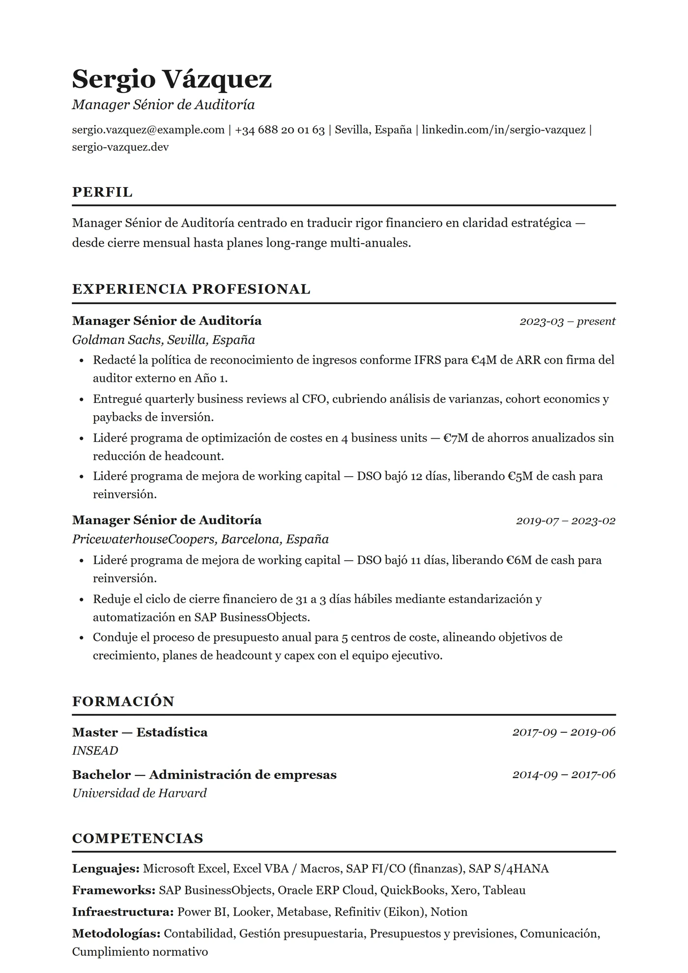 Clásico Tradicional — Plantillas de CV