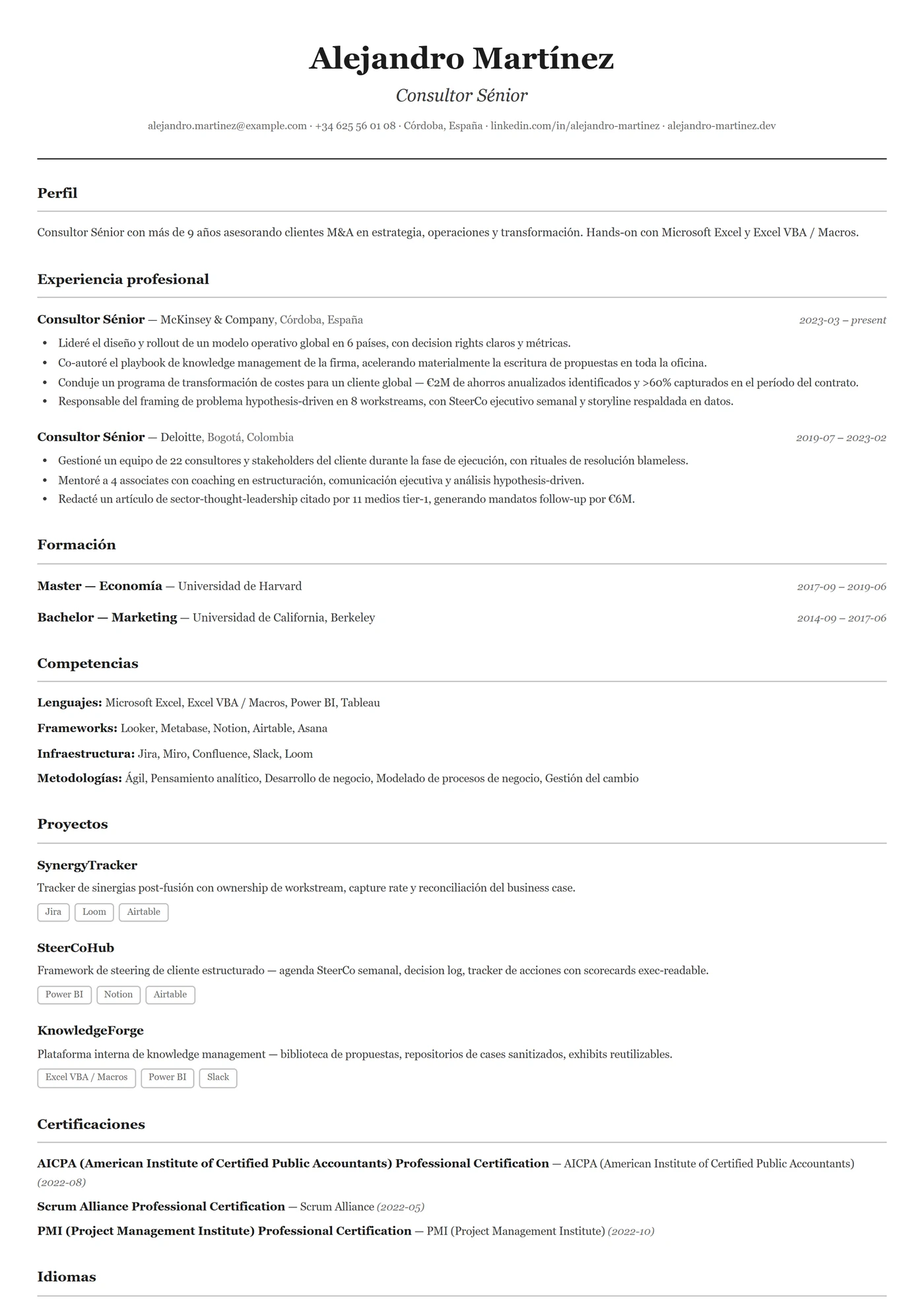 Clásico — Plantillas de CV