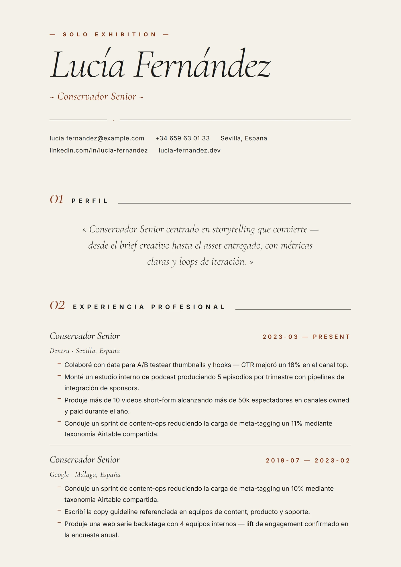 Galería de Arte — Plantillas de CV