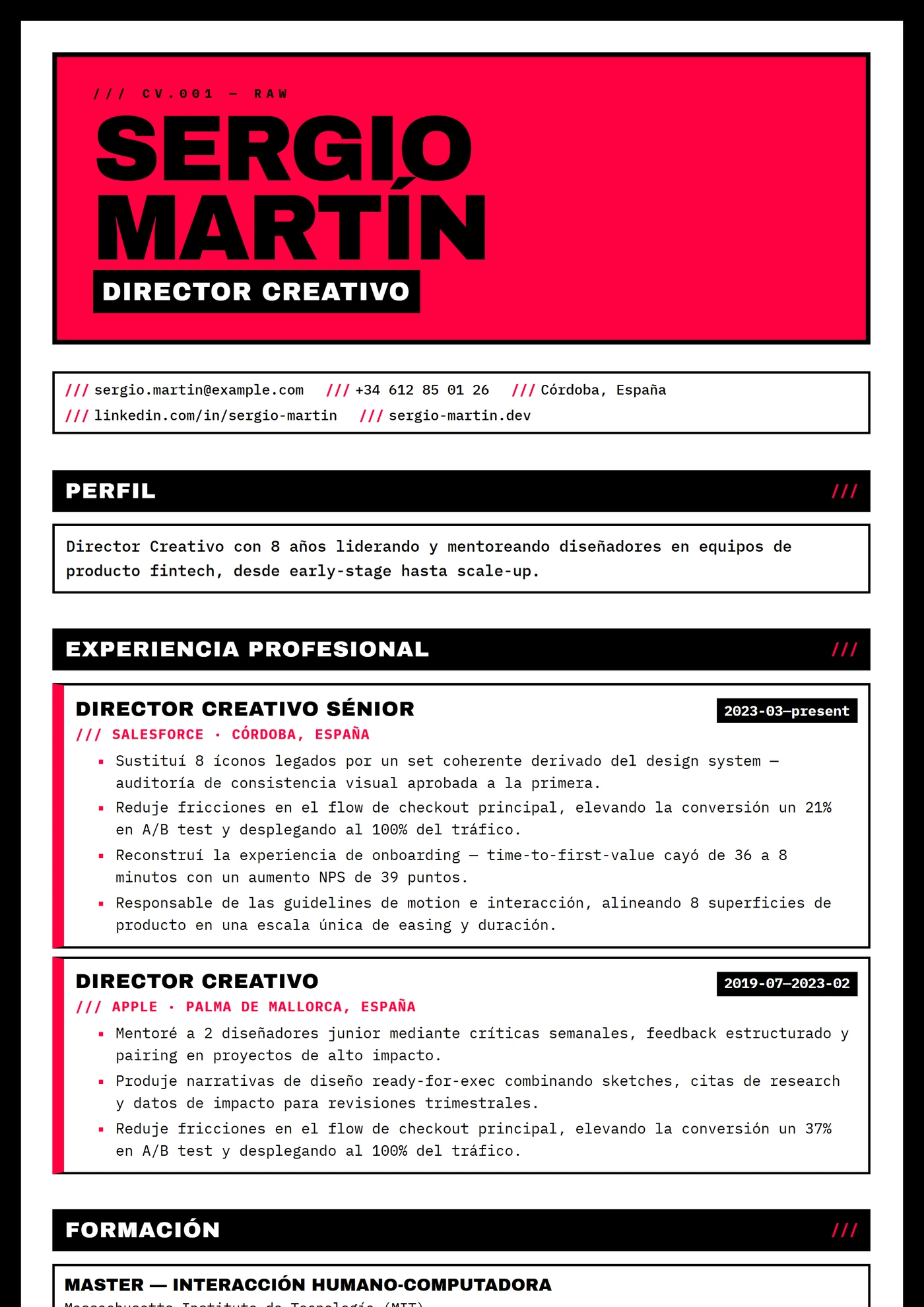 Cuadrícula Brutalista — Plantillas de CV