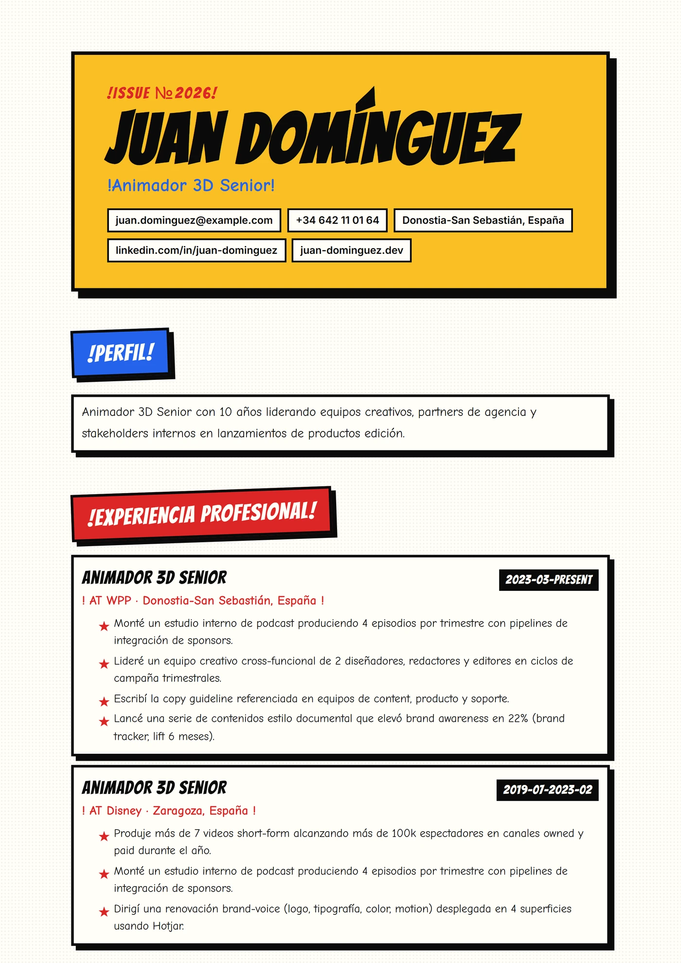 Cómic — Plantillas de CV