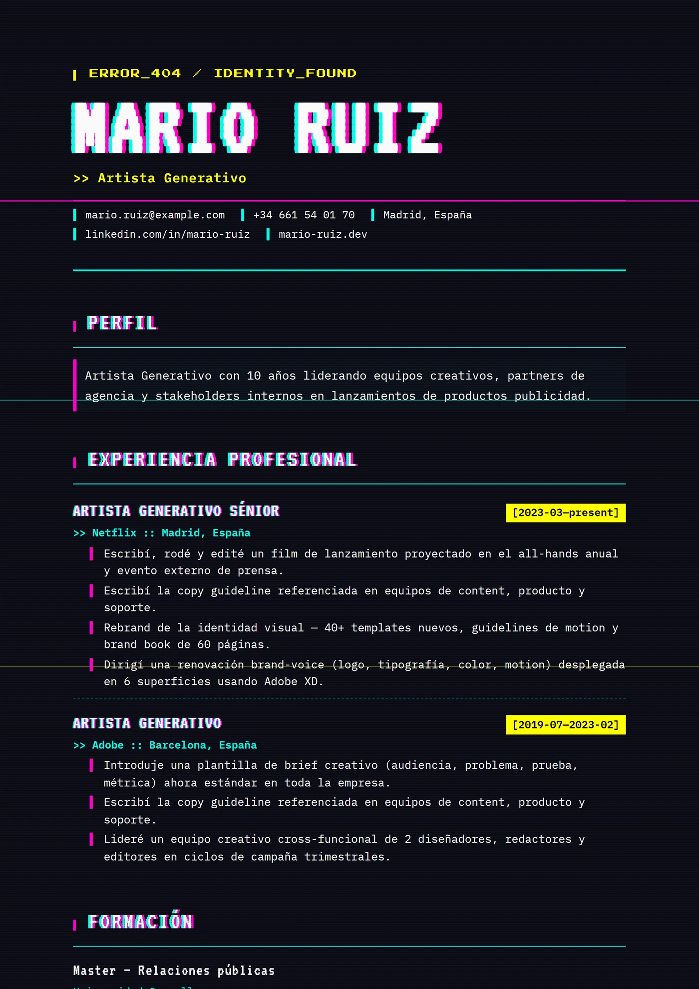 Arte Glitch — Plantillas de CV