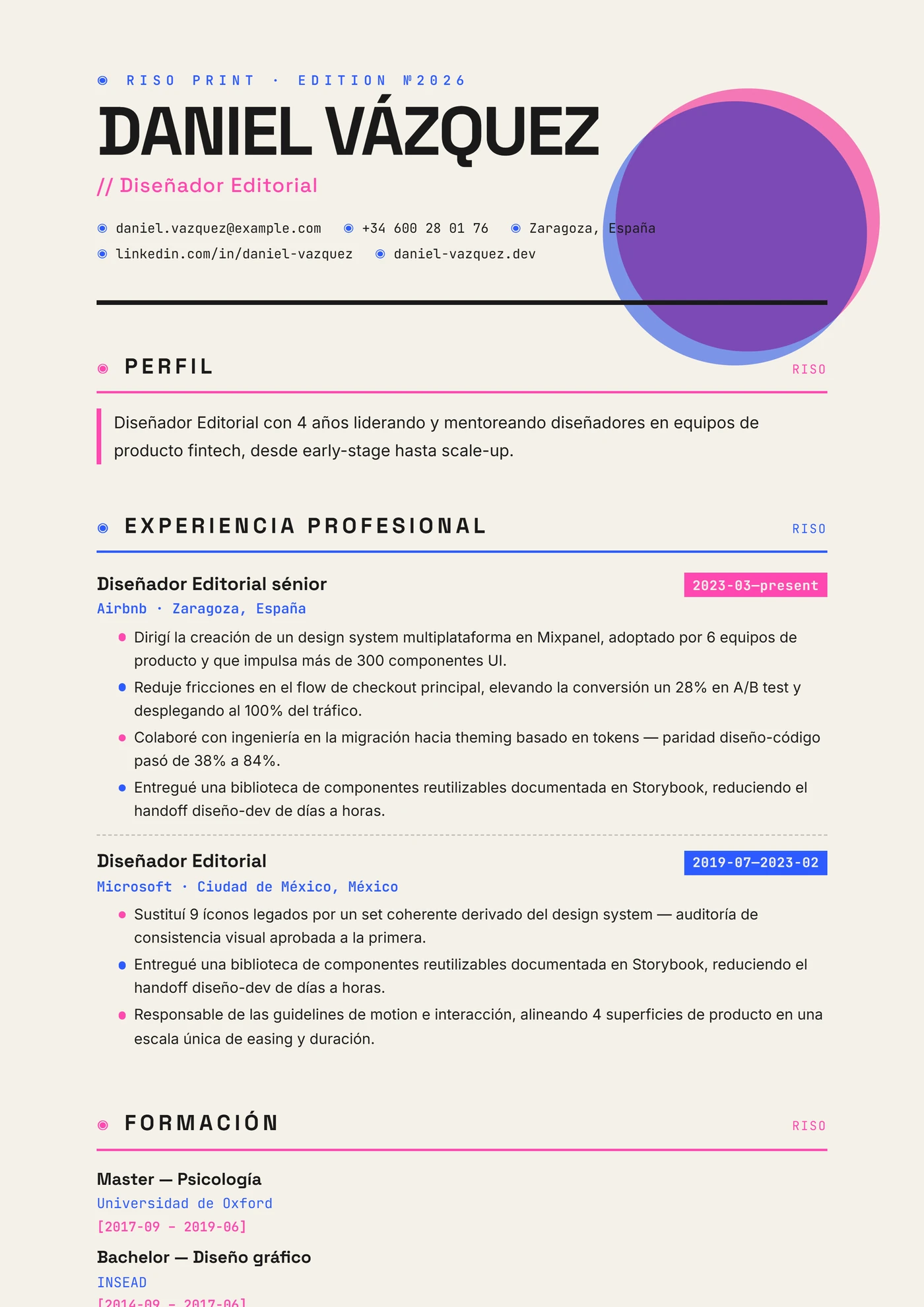 Impresión Riso — Plantillas de CV
