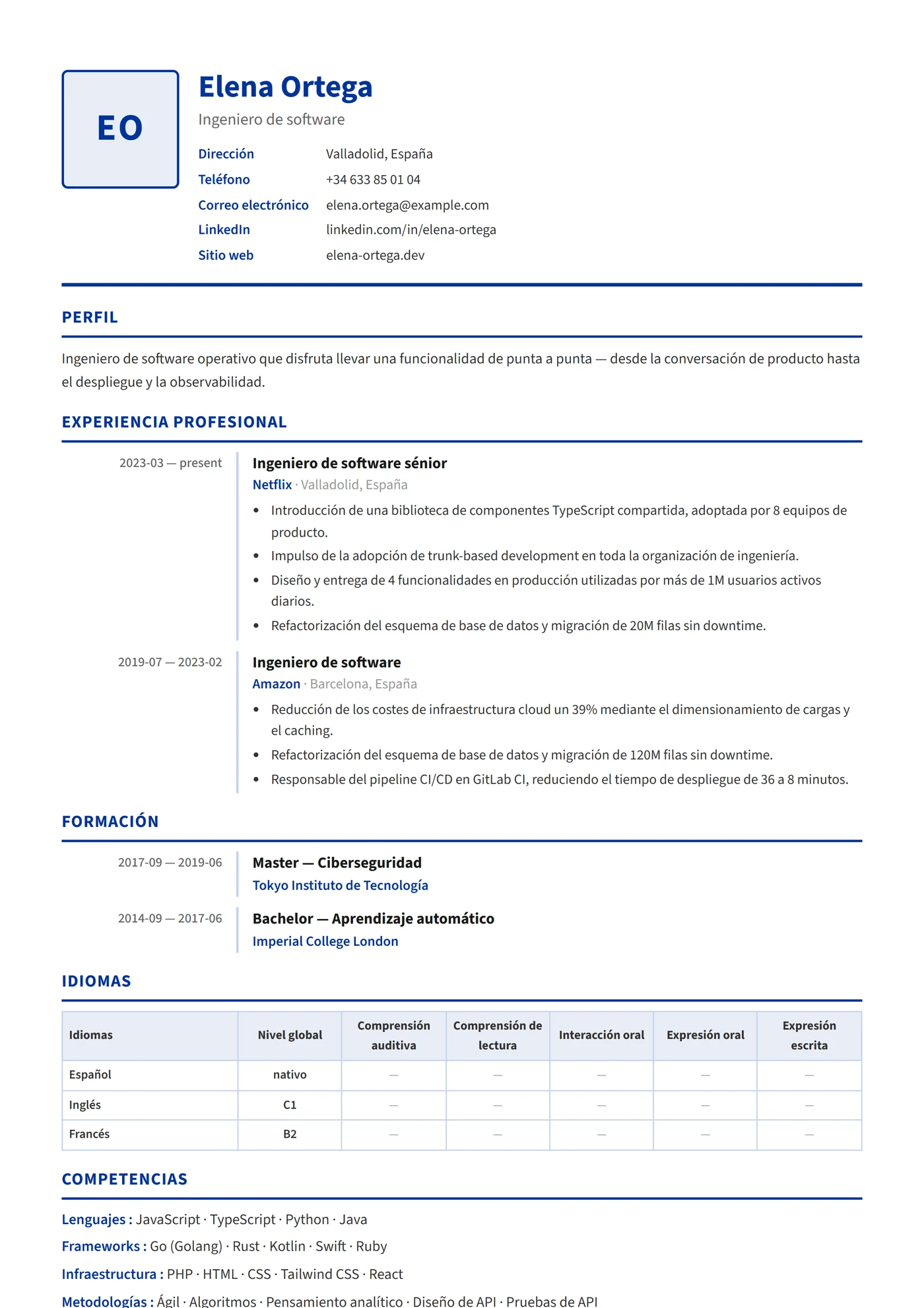 Europass CV — Plantillas de CV