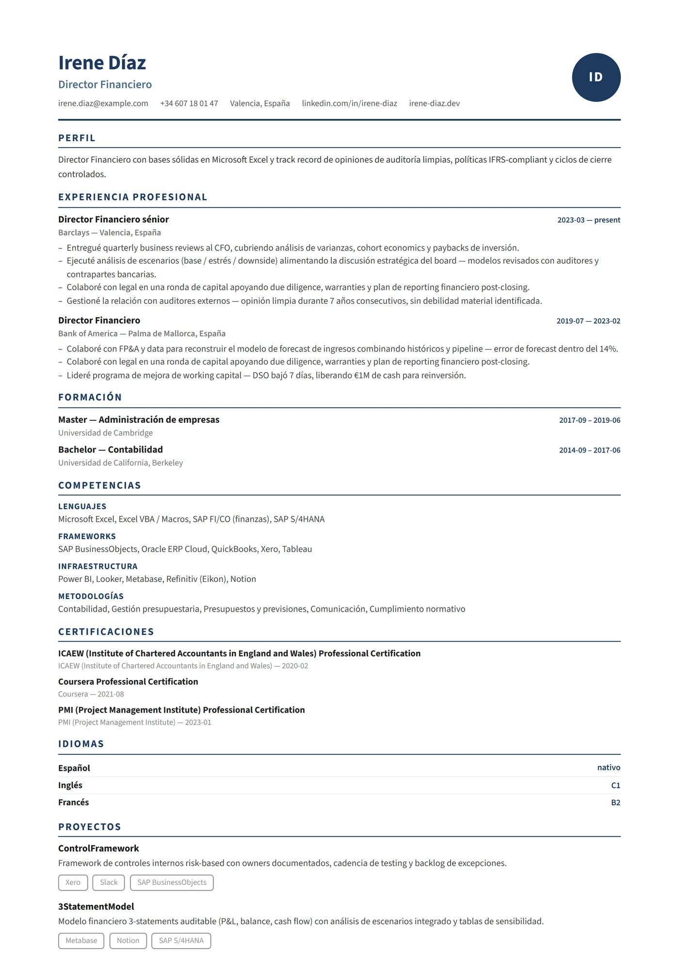 Francia Compacto — Plantillas de CV