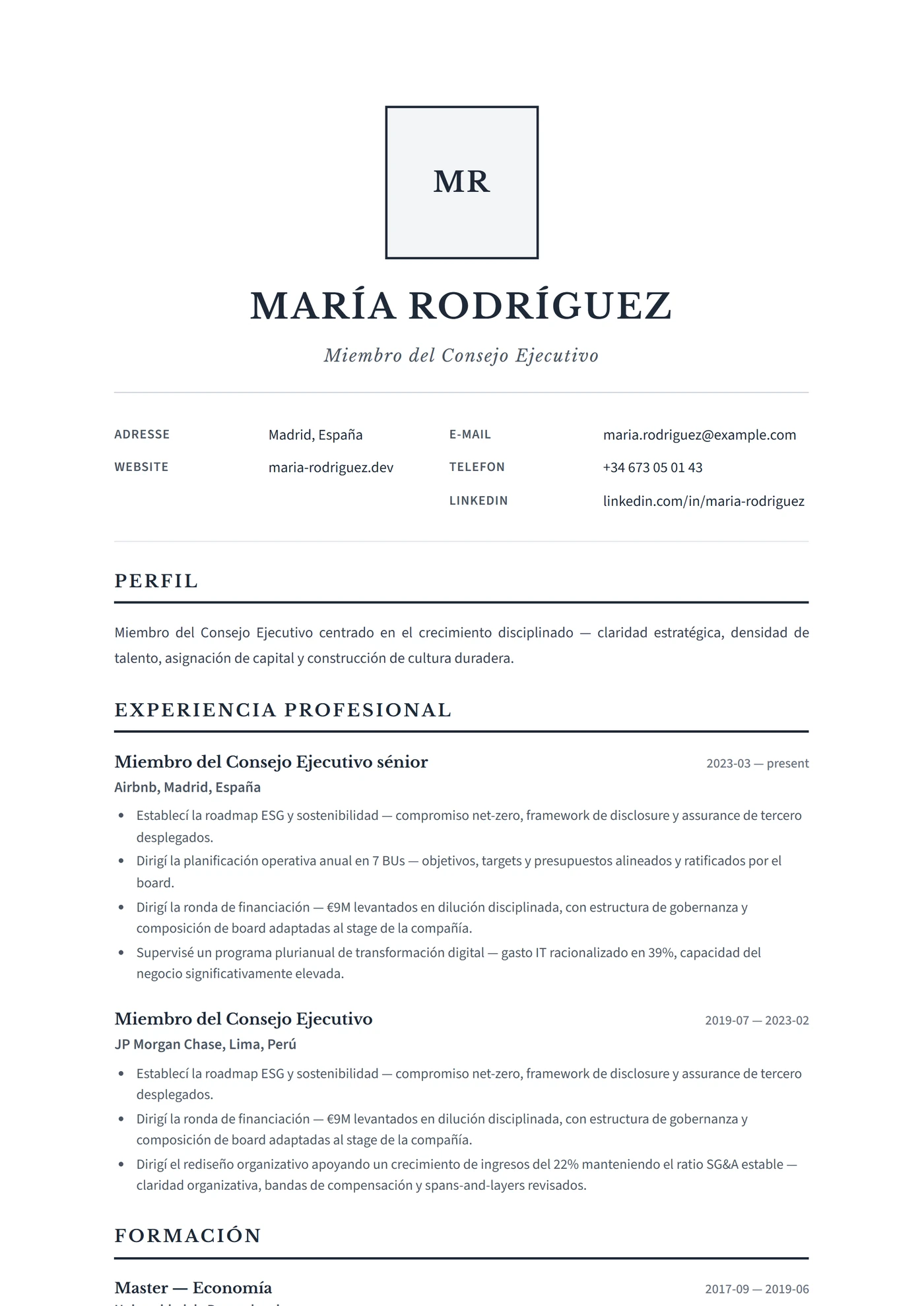 Alemania Ejecutivo — Plantillas de CV