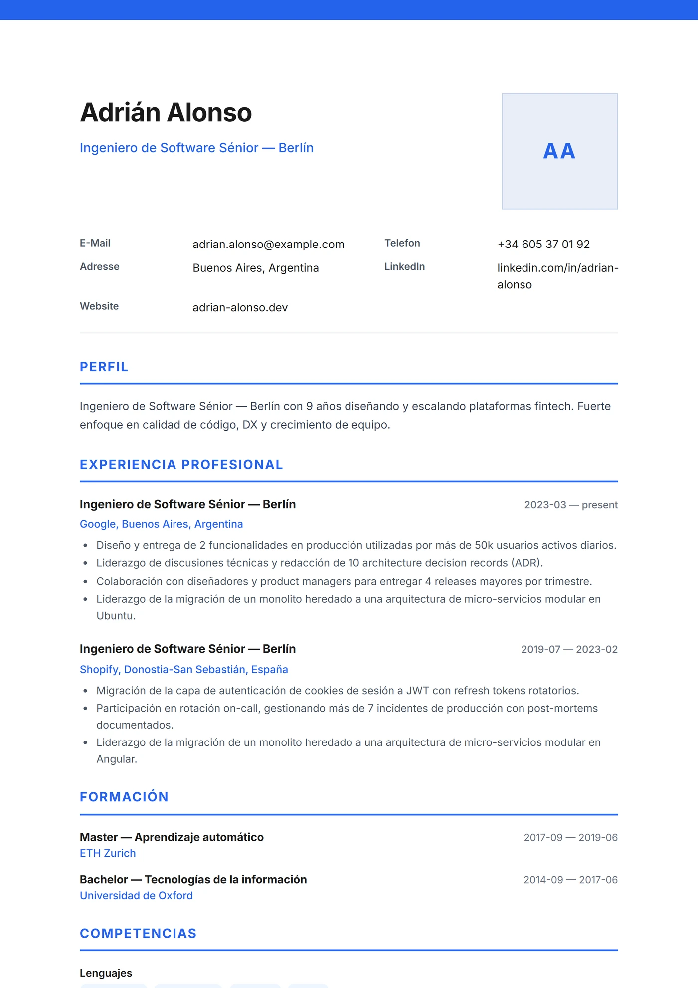 Alemania Moderno — Plantillas de CV