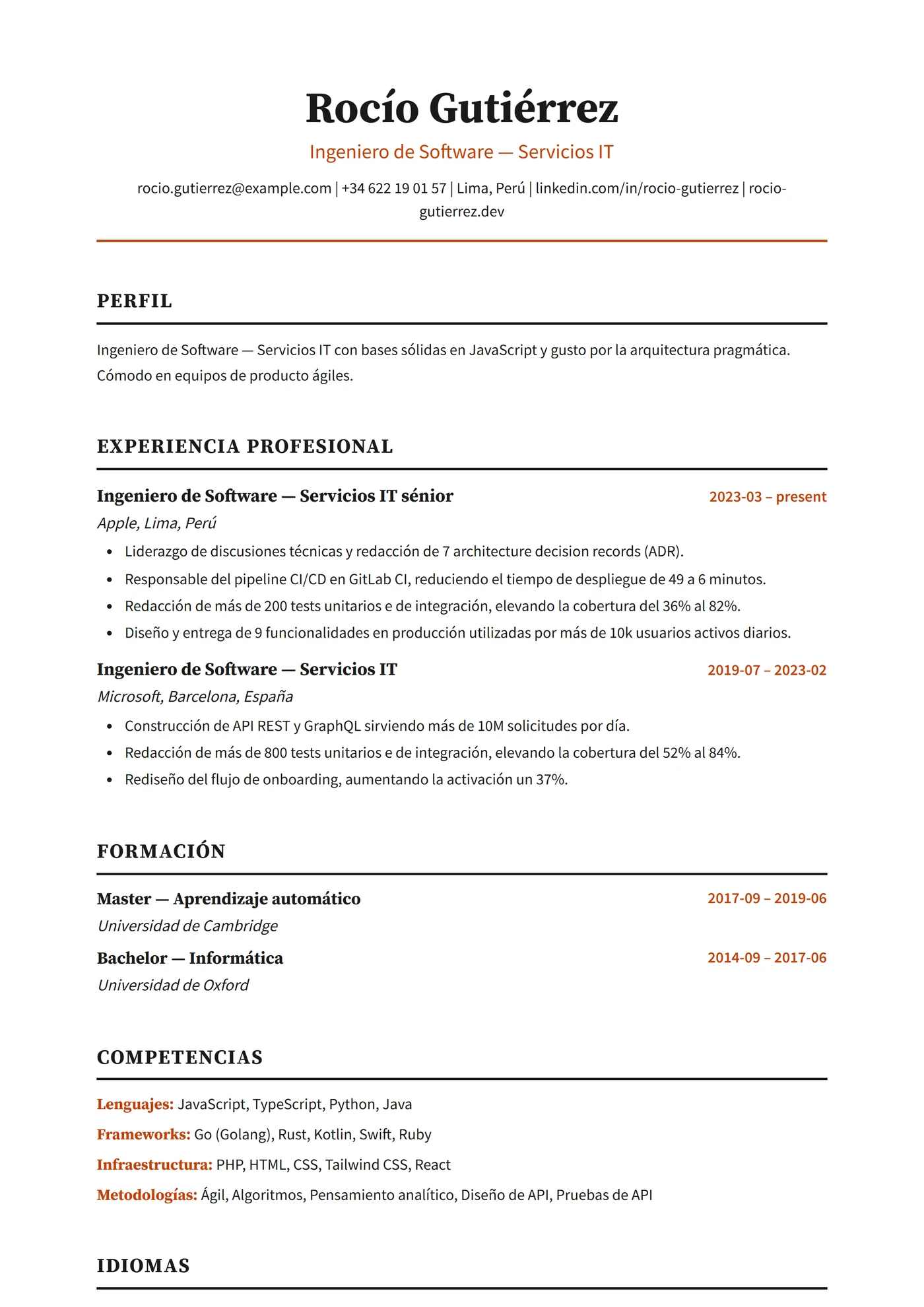 India — Plantillas de CV