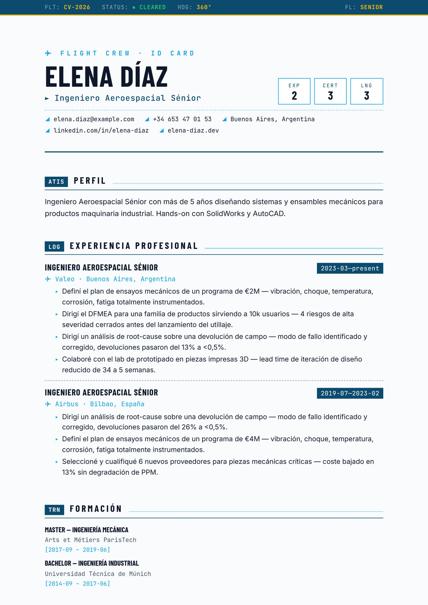 Industria — Aviación — Plantillas de CV