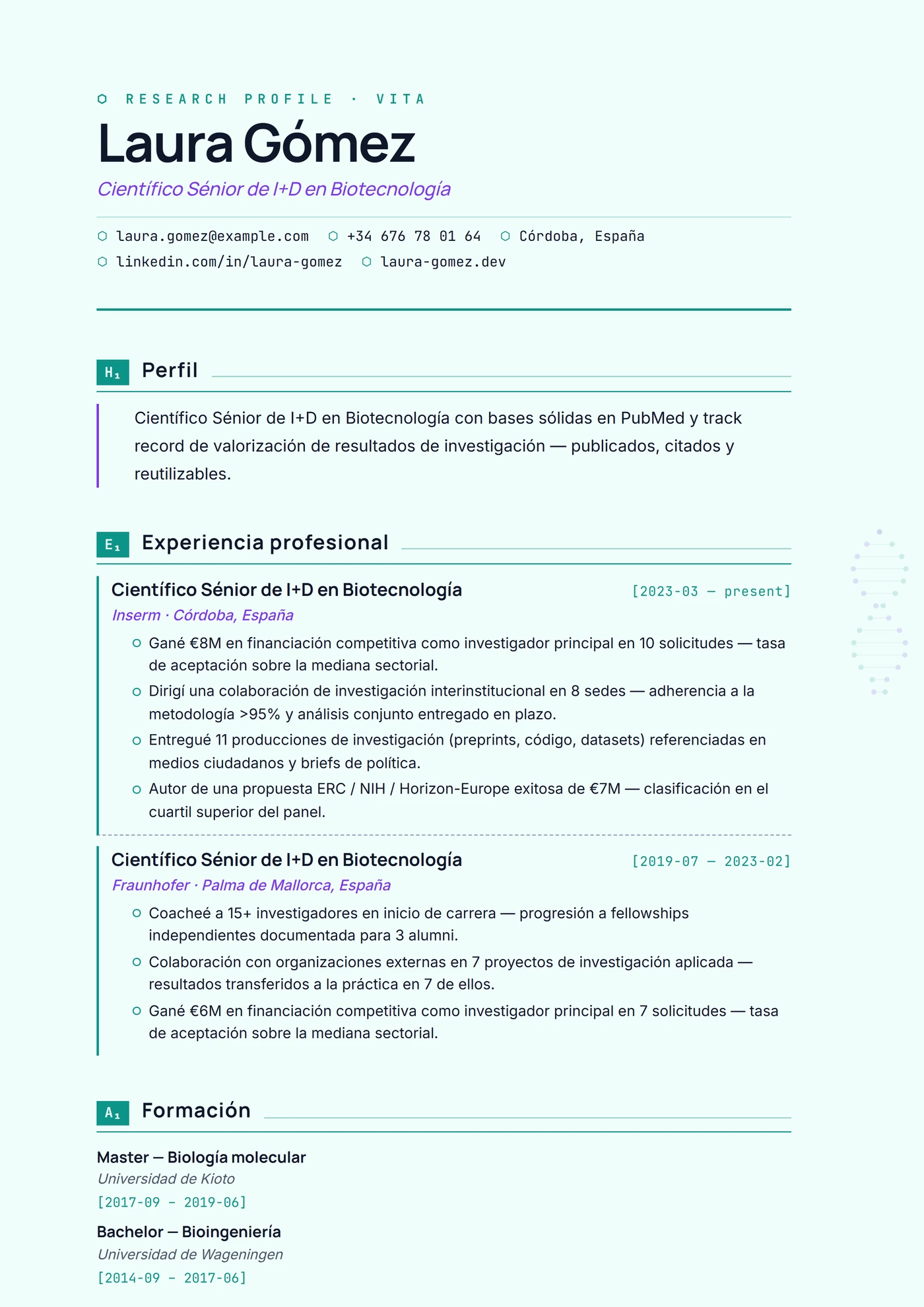 Industria — Biotecnología — Plantillas de CV