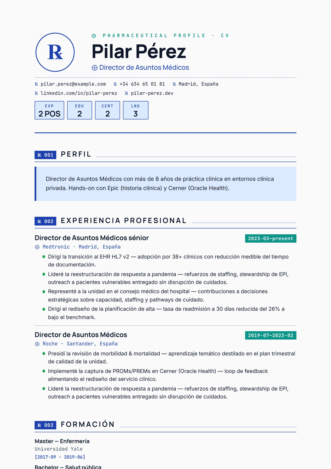 Industria — Farma — Plantillas de CV