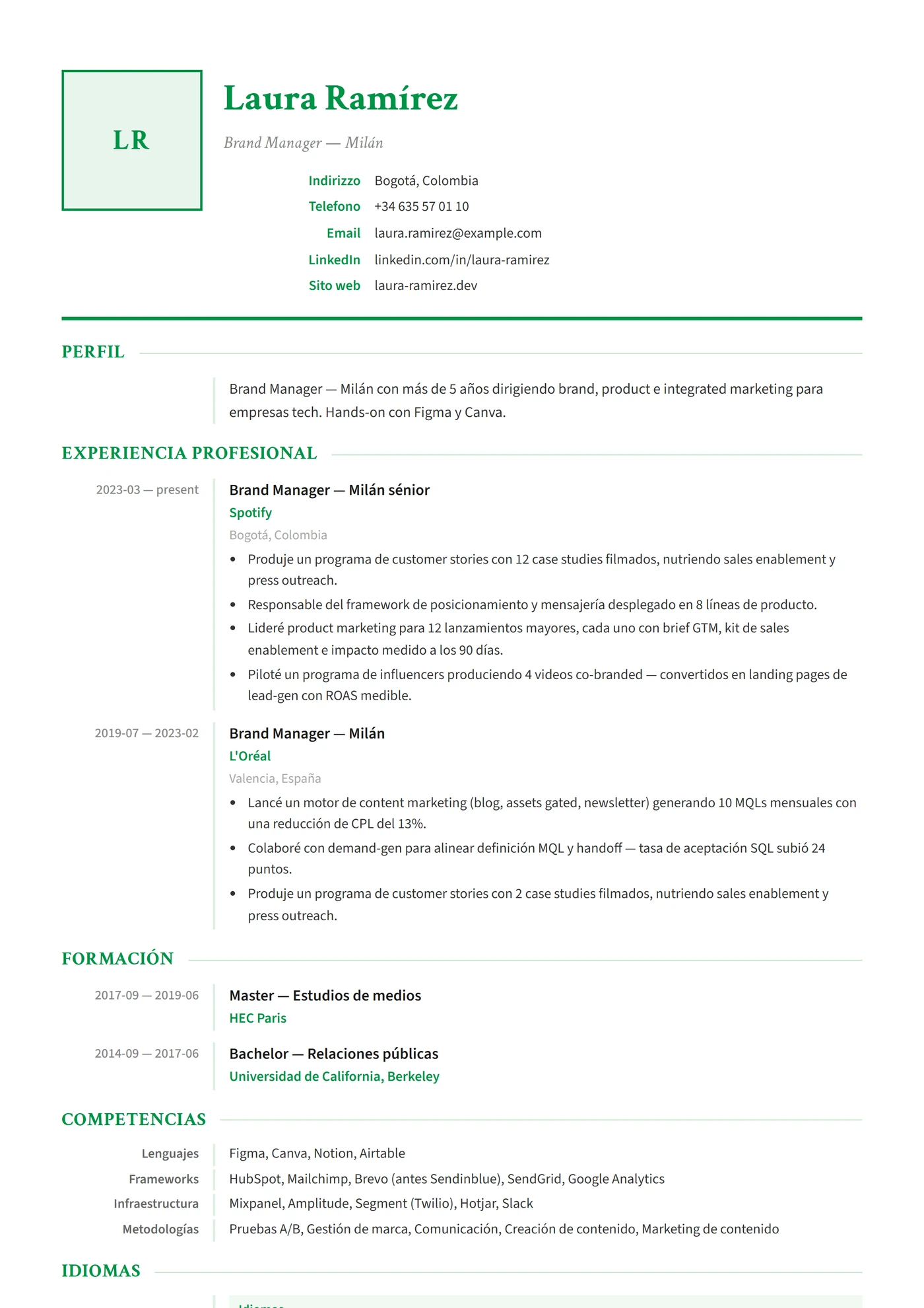 Italia — Plantillas de CV