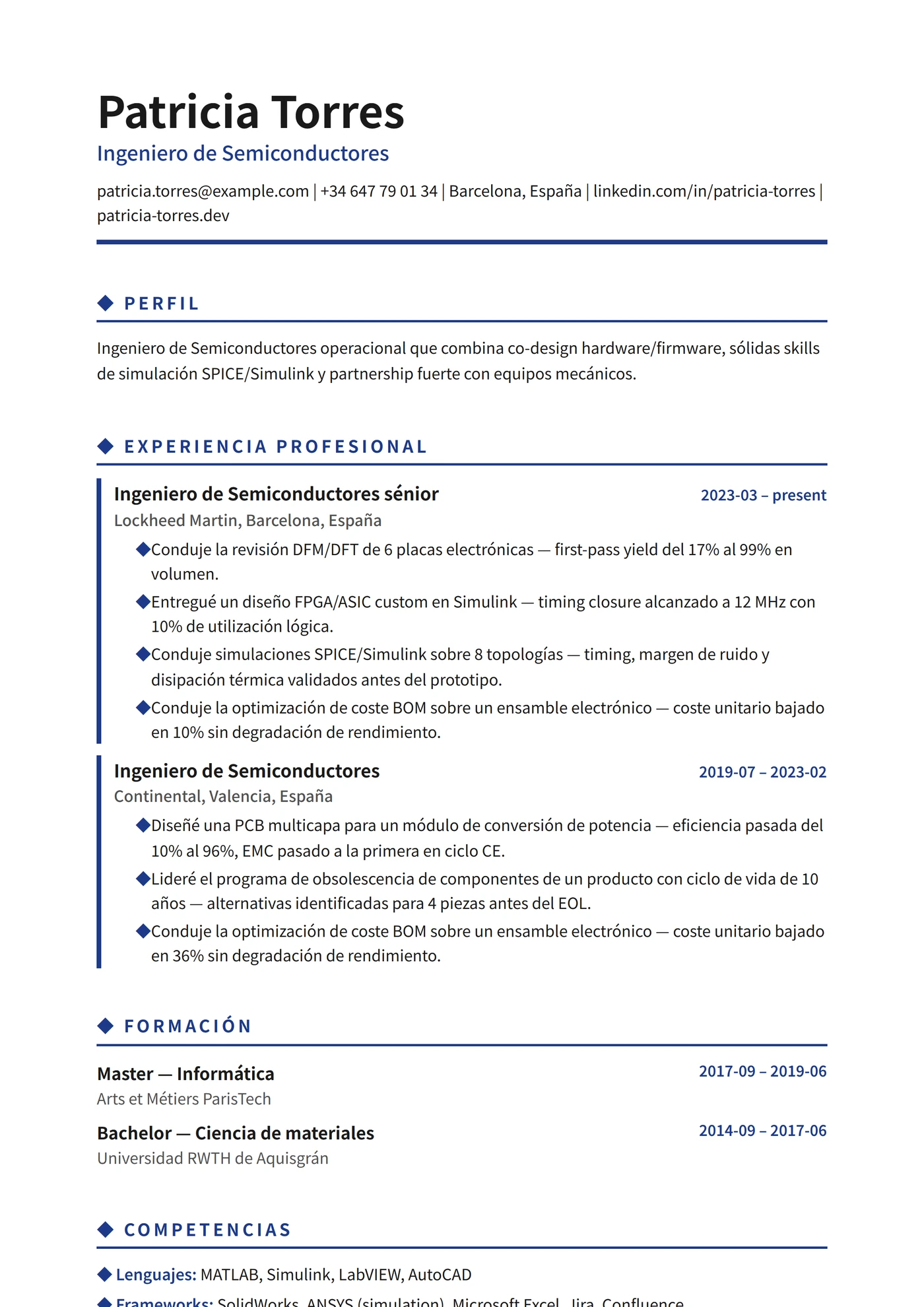 Corea — Plantillas de CV