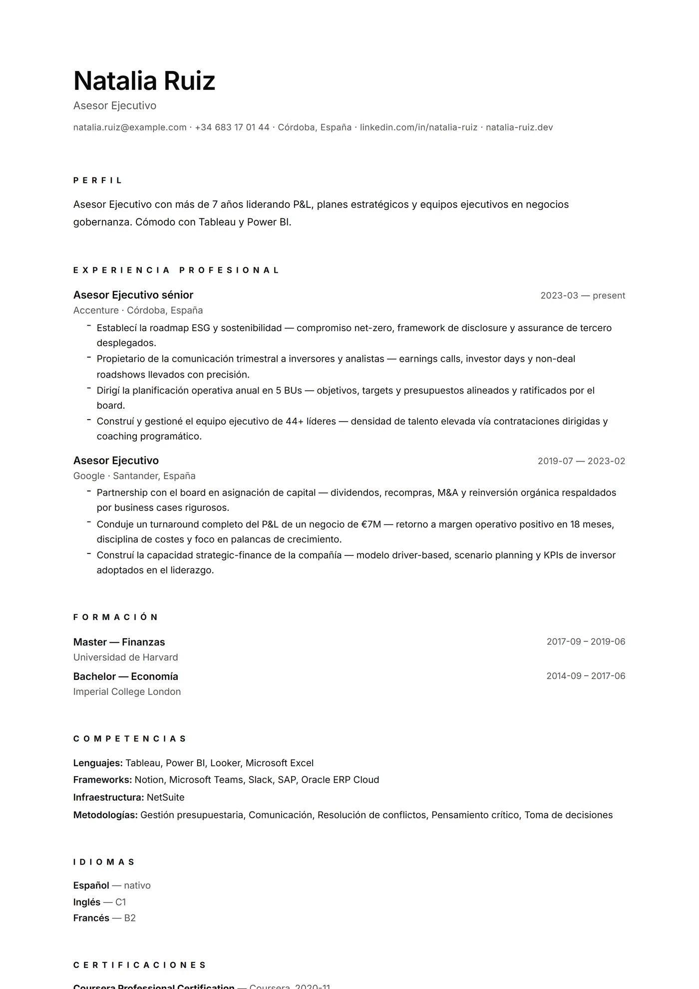Minimal Microtipo — Plantillas de CV
