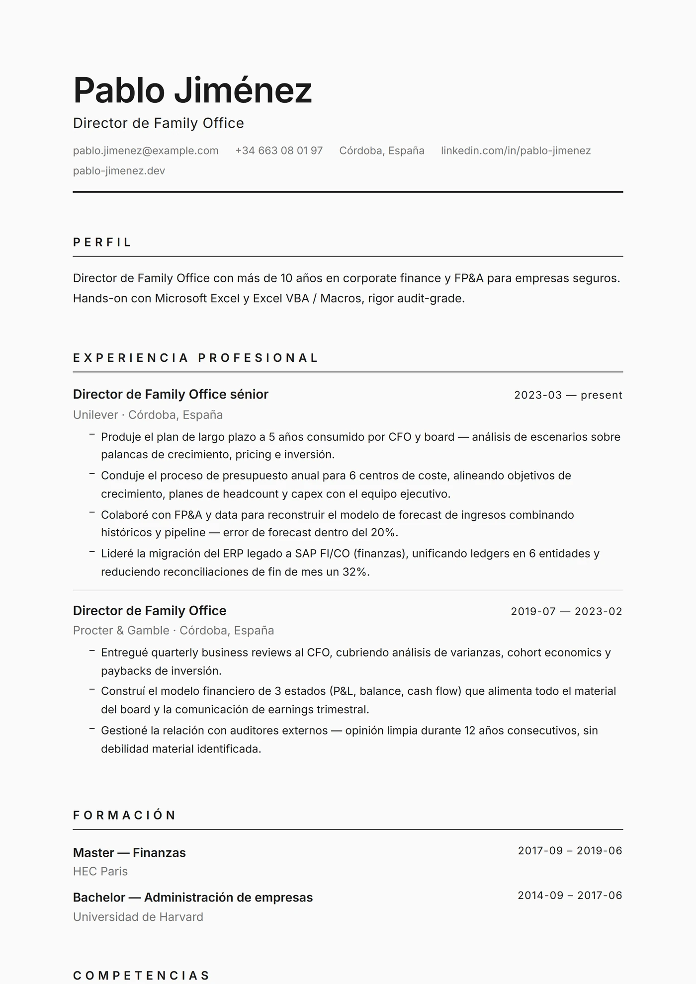Minimal Monocromo — Plantillas de CV