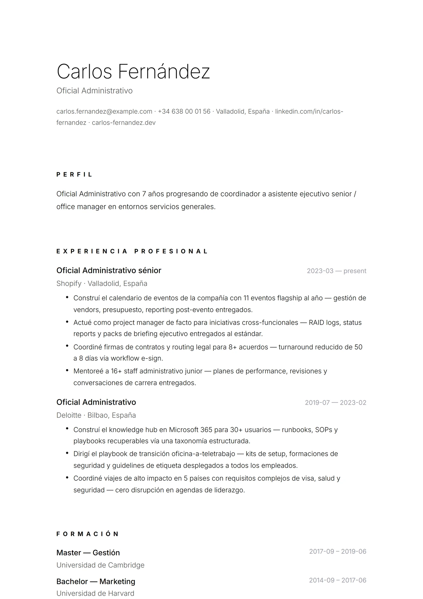 Minimal Blanco Papel — Plantillas de CV