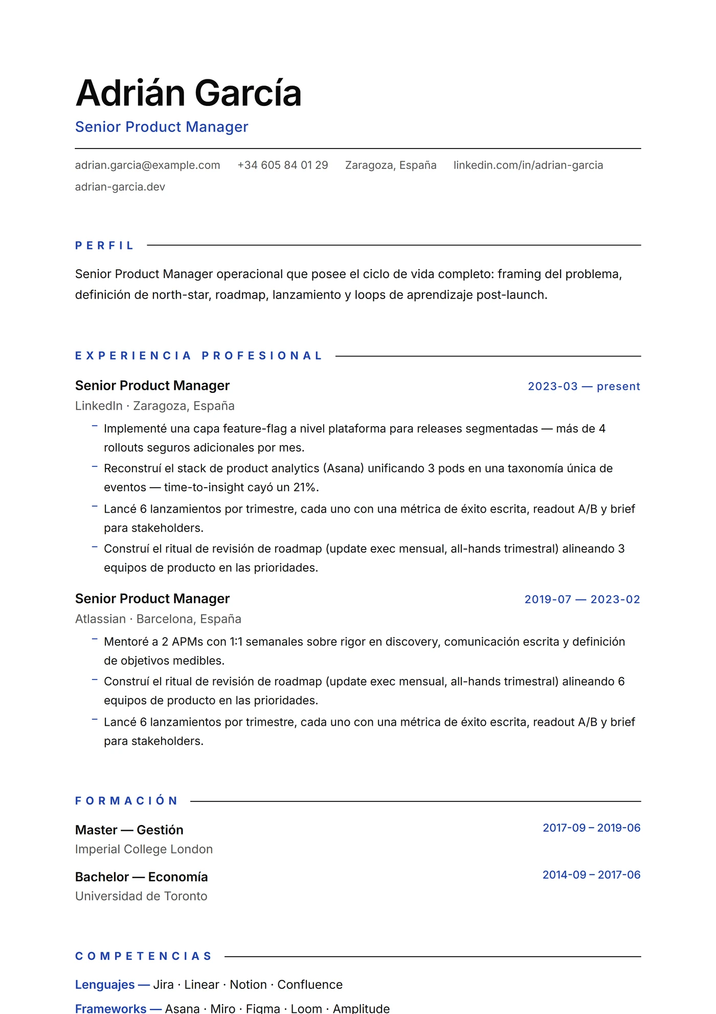 Minimal Filete Fino — Plantillas de CV