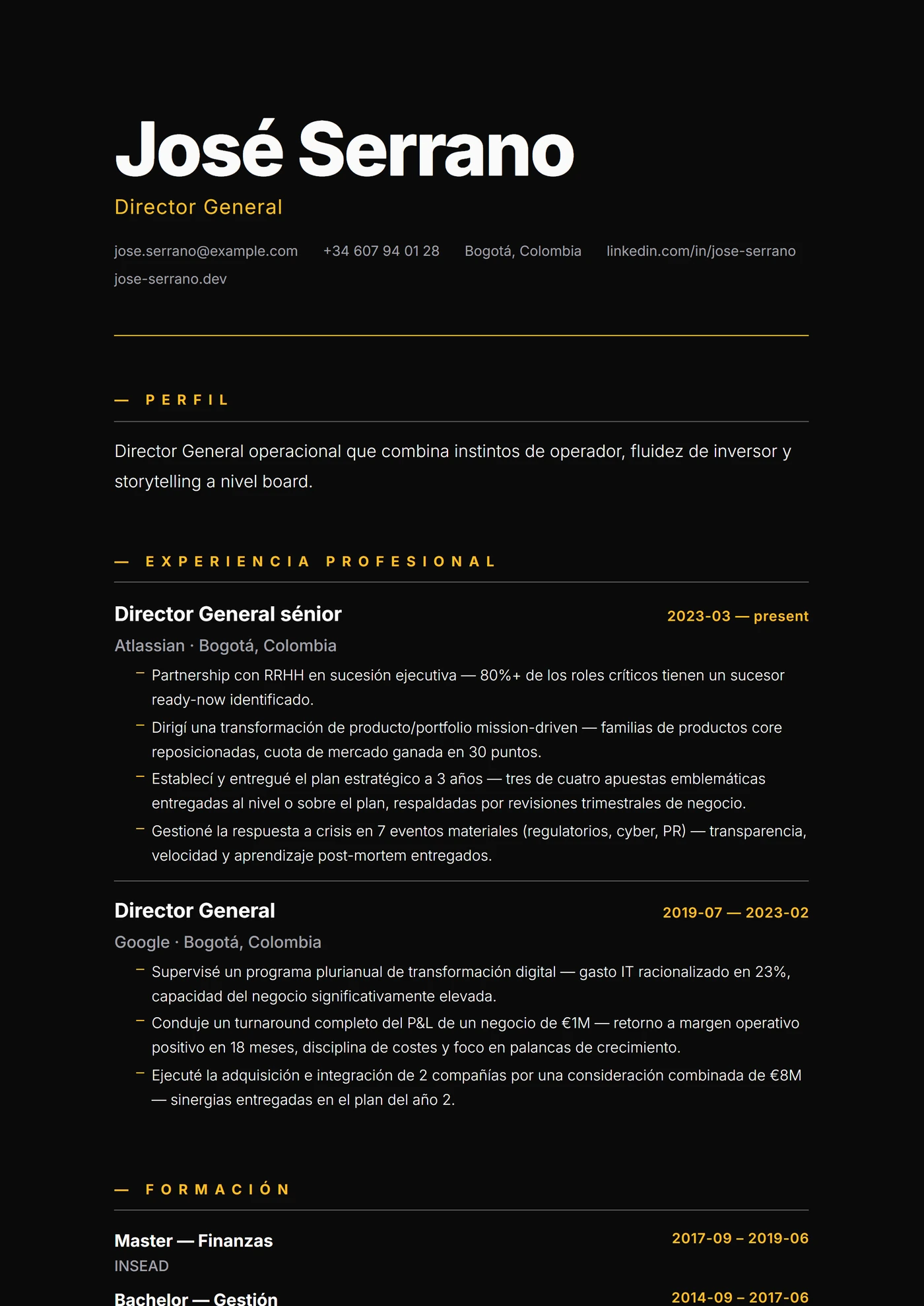 Moderno Monolito Oscuro — Plantillas de CV