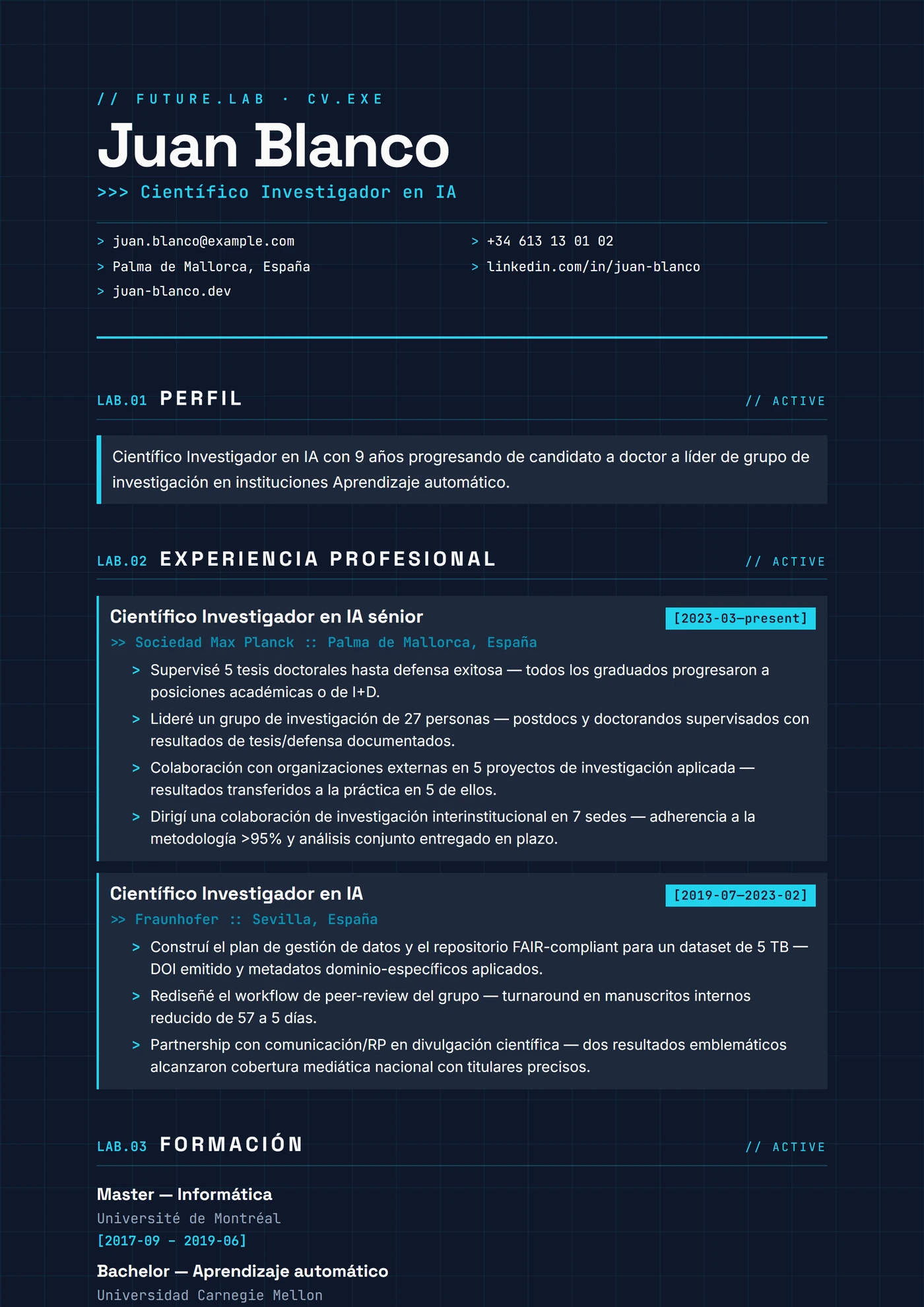 Moderno Future Lab — Plantillas de CV