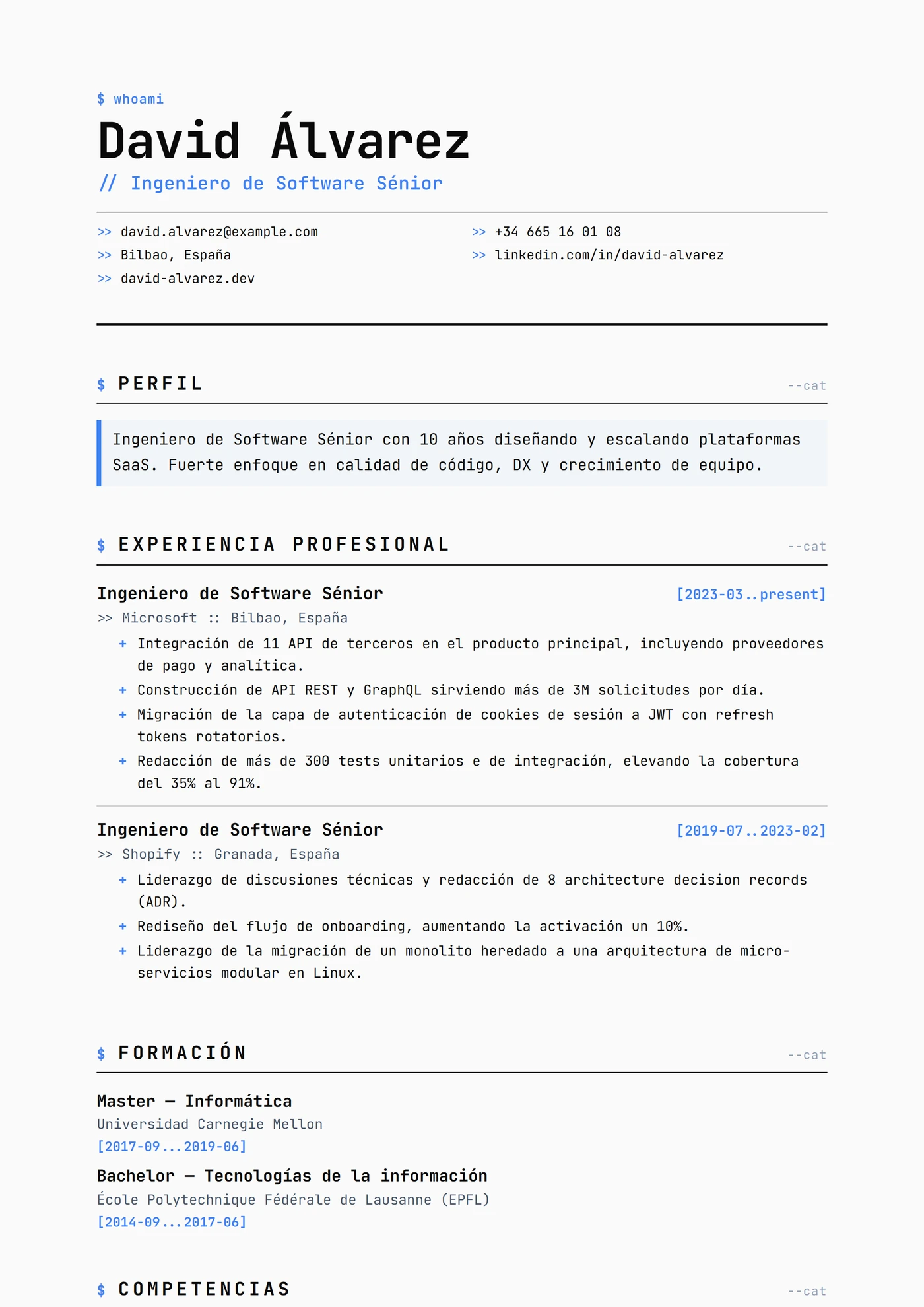 Moderno Cuadrícula Mono — Plantillas de CV