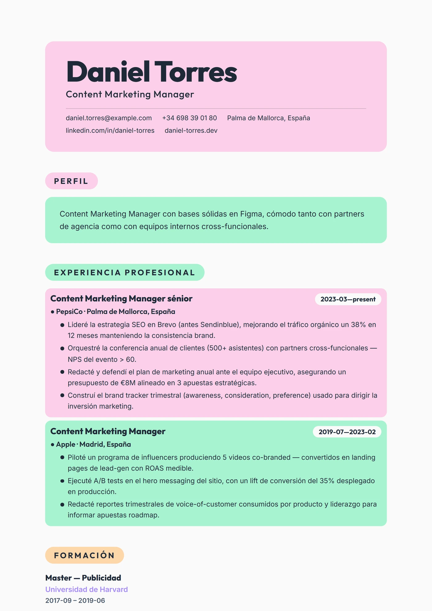 Moderno Bloques Pastel — Plantillas de CV