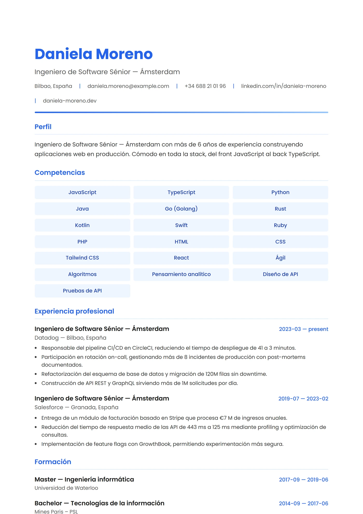 Países Bajos Moderno — Plantillas de CV
