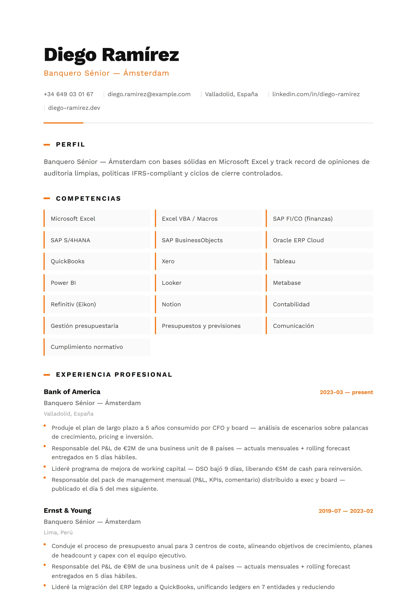 Países Bajos — Plantillas de CV