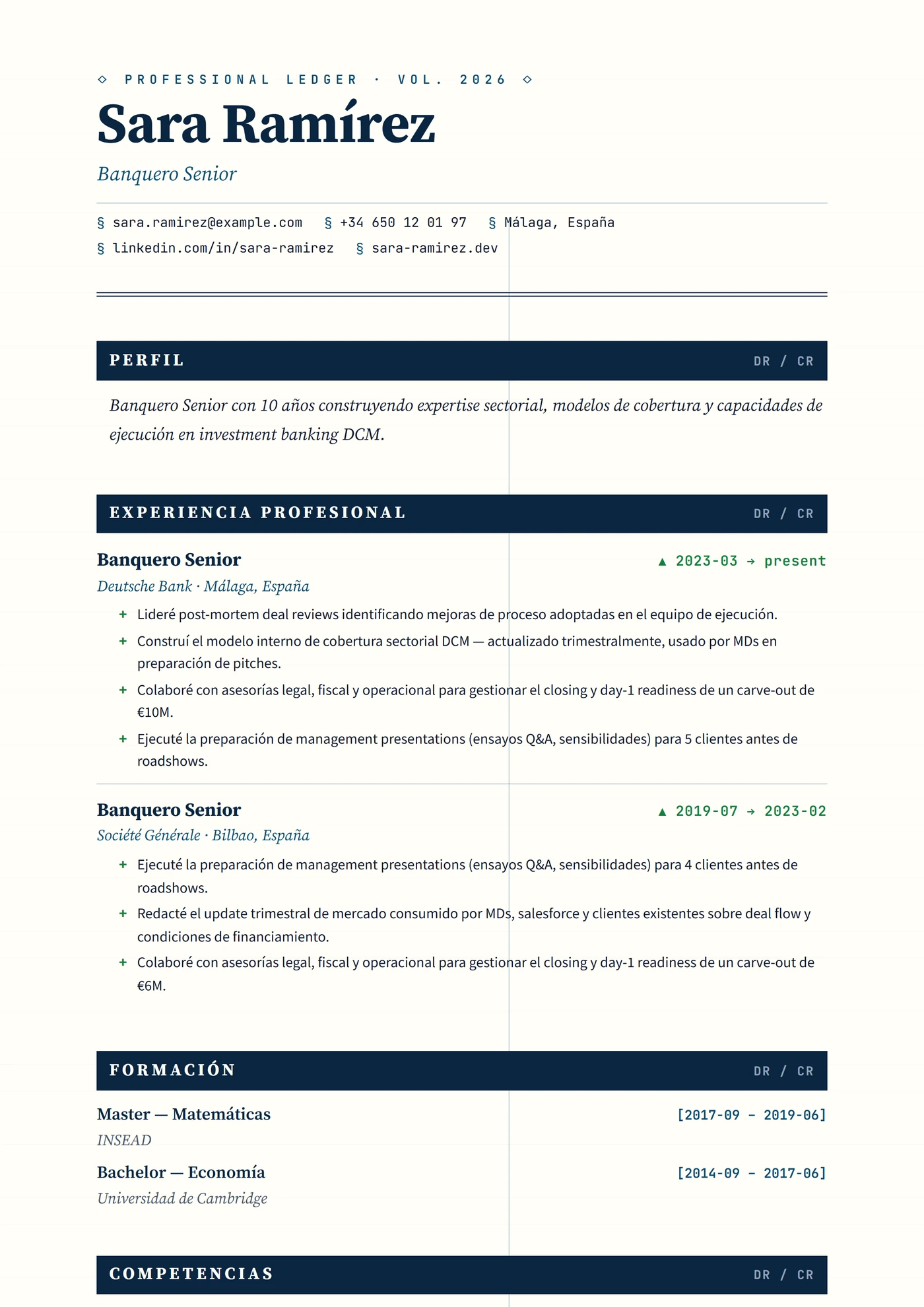 Libro Mayor Bancario — Plantillas de CV