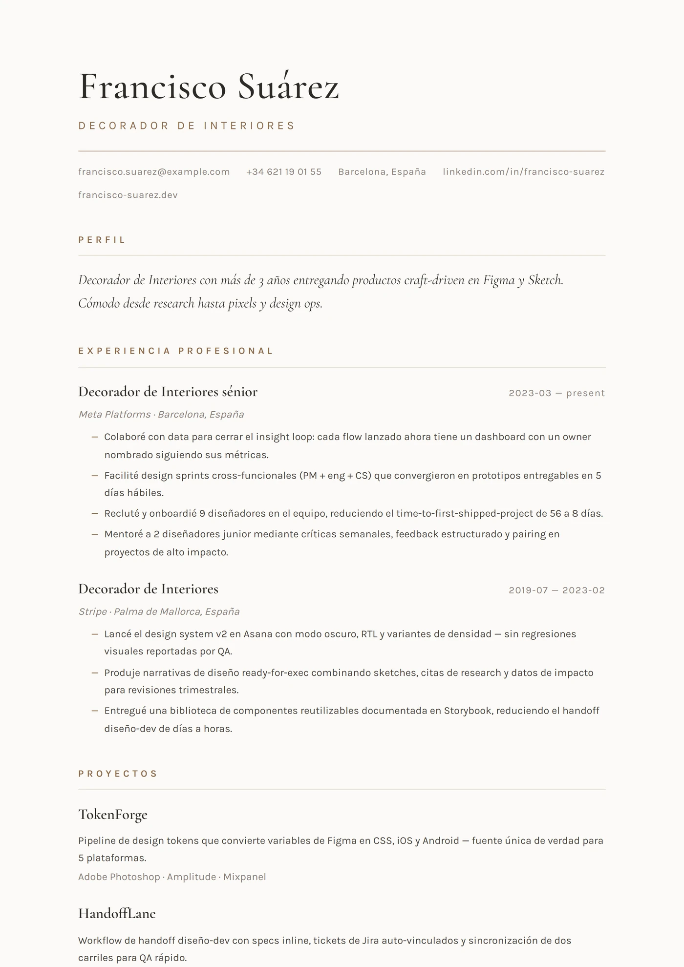 Oficio — Decorador — Plantillas de CV